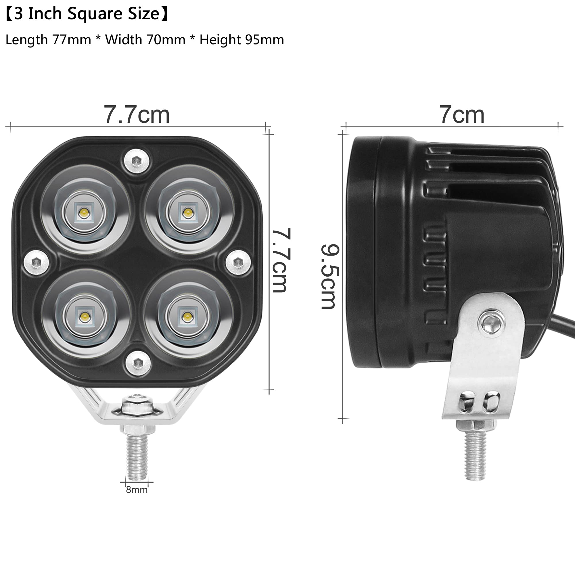 White Led Pods Light 3Inch 40W Cube Lights For 12V 24V Off Road Cars Truck Boat Ford Pickup Atv Utv Forklift Suv Scooter Tractor