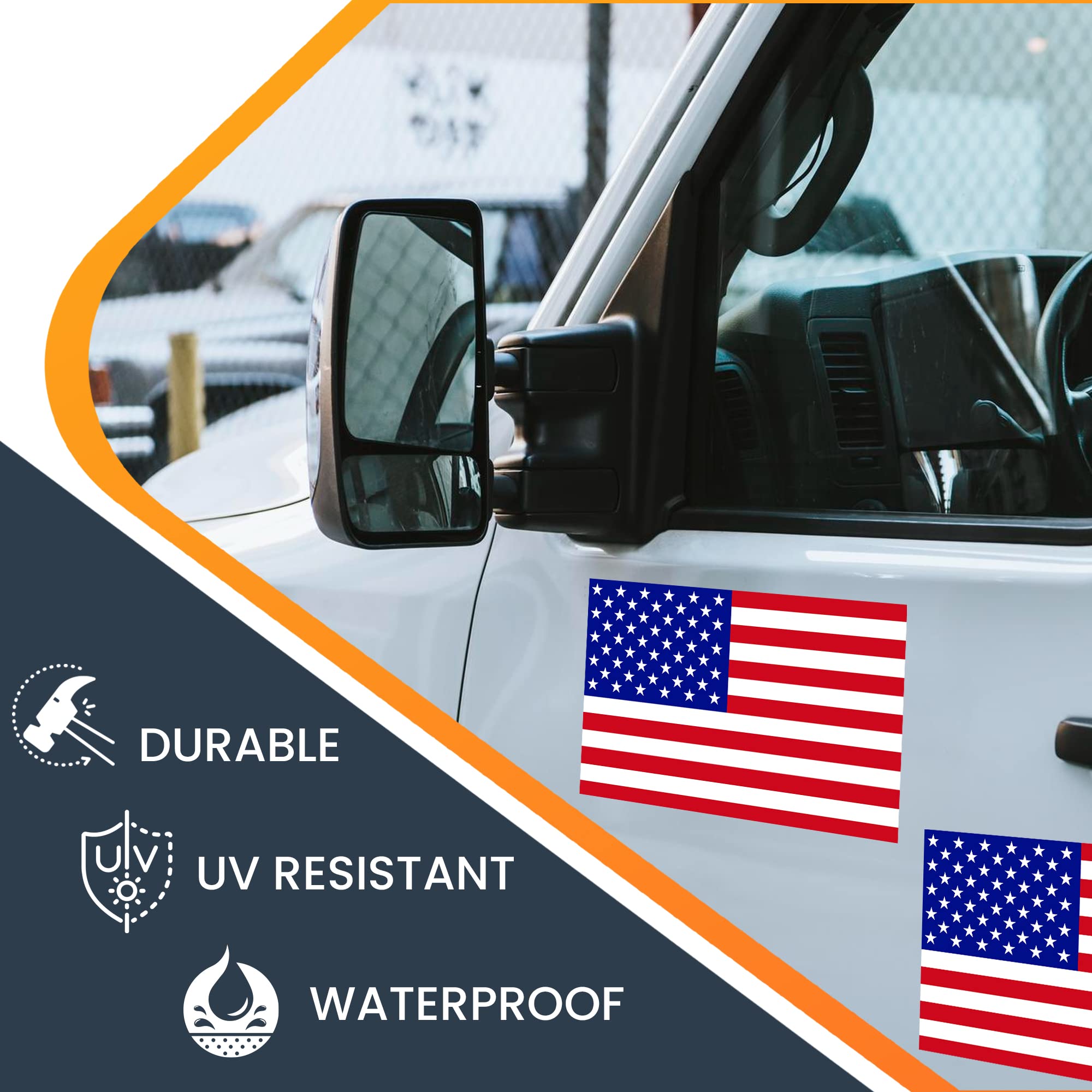 Magnet Me Up: American Flag Automotive Magnet Decal - 5X8 Inches, 2 Pack, Red White, And Blue - Heavy-Duty For Car, Truck, Suv U