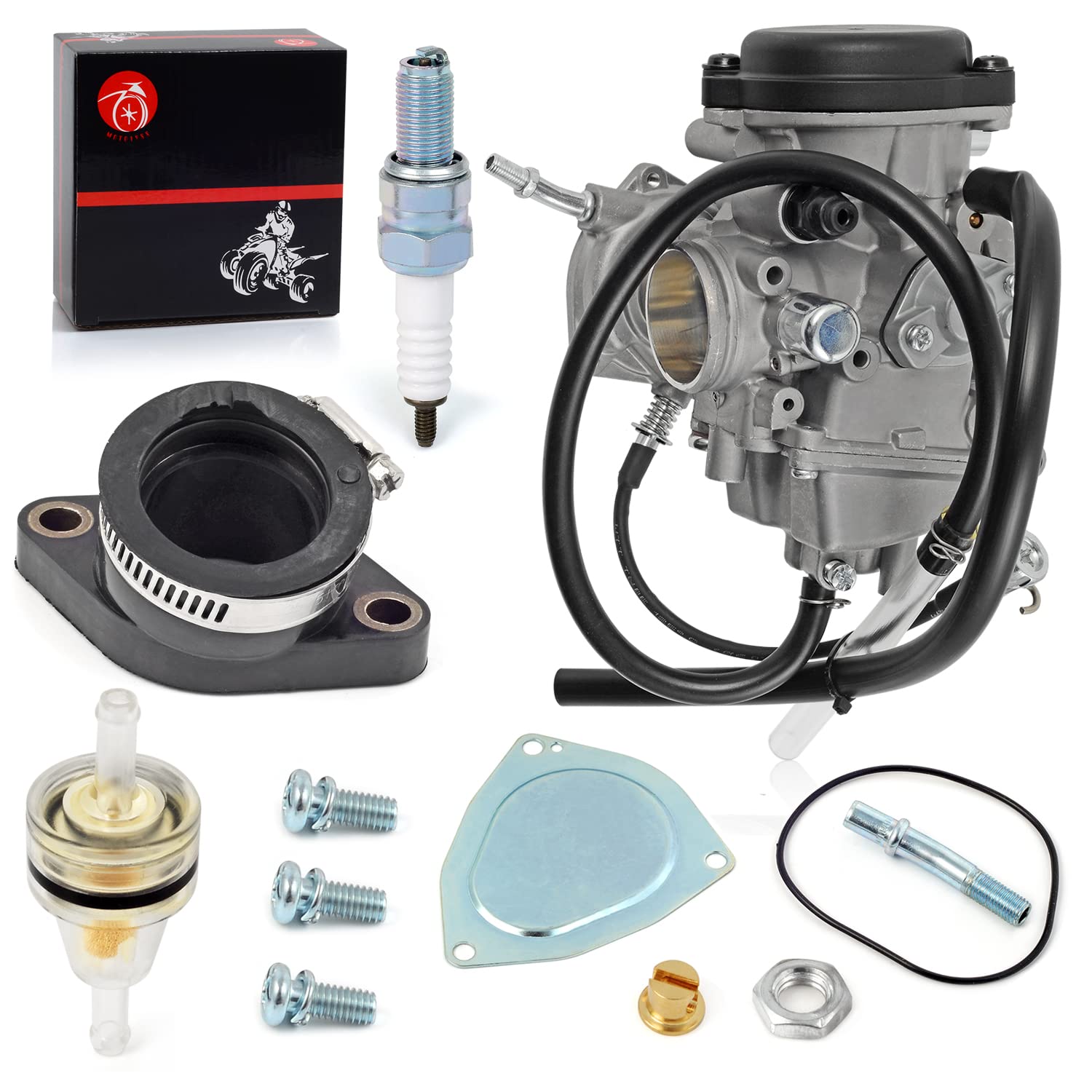 MOTO1988 Carburetor Carb & Intake Manifold Boot For YAMAHA 2007-2014 GRIZZLY 350 2004-2006 Bruin 350 2006-2009 Wolverine 350 Car