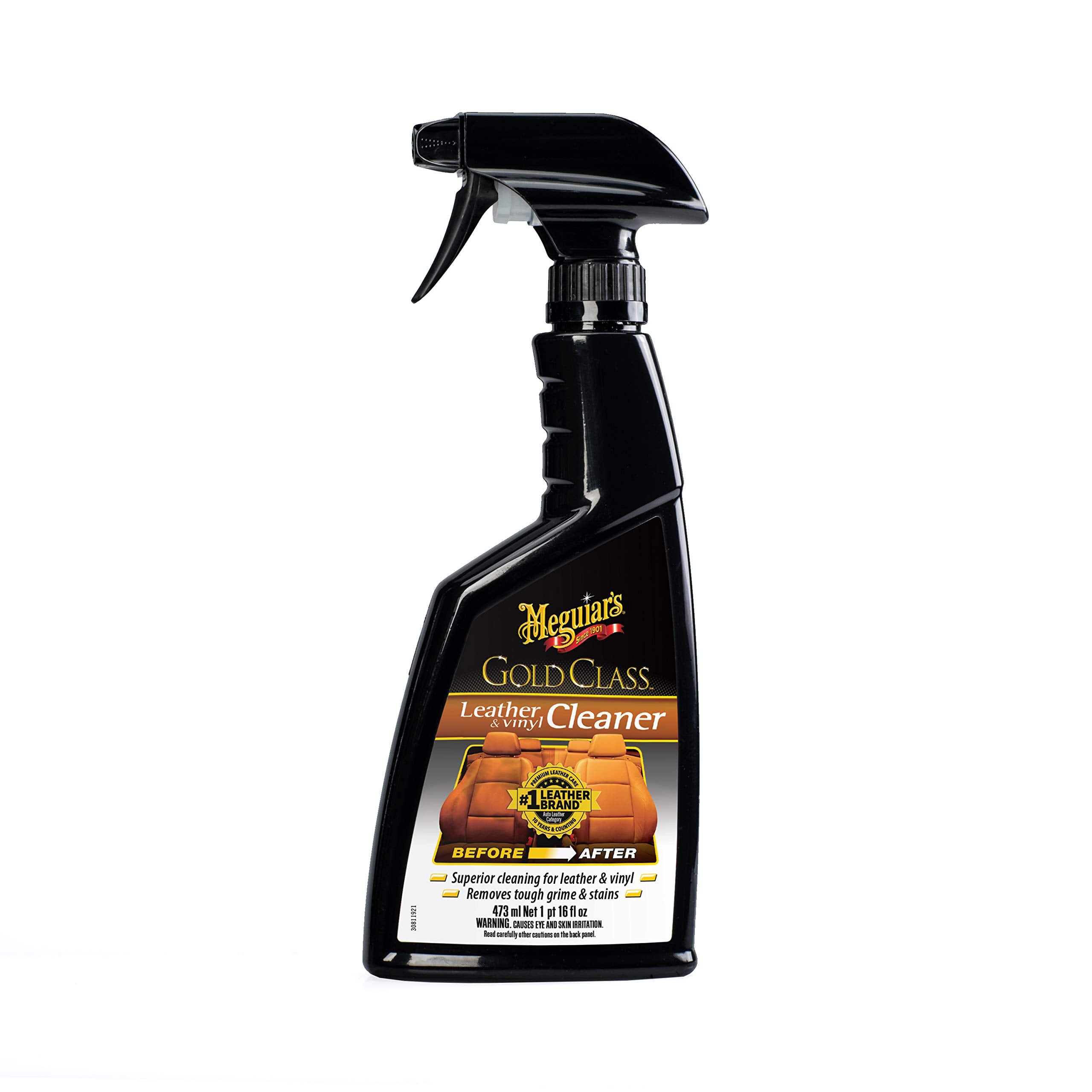 Meguiar's Gold Class Leather & Vinyl Cleaner - Leather Cleaner and Vinyl Cleaner Formulated for Automotive Leather, Leather and Vinyl Cleaner Spray Removes Tough Grime & Stains, 16 Oz