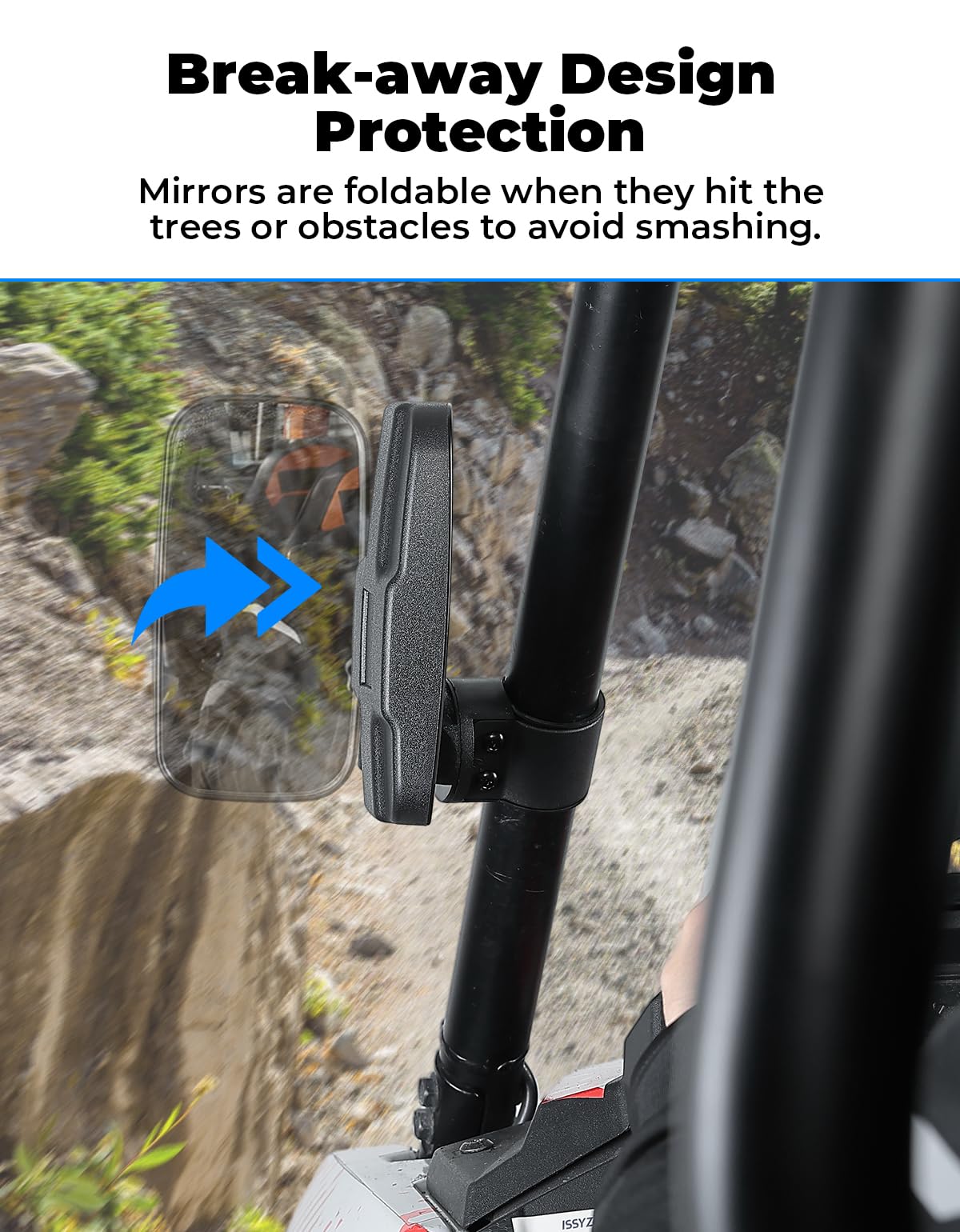Kemimoto Utv Side Mirrors And Center Mirror With 1.6 To 2 Roll Bar Cage, Adjustable Rear View Side Mirrors Compatible With Polaris Rzr, Zforce, Commander Maverick X3, Viking, Rhino, Teryx