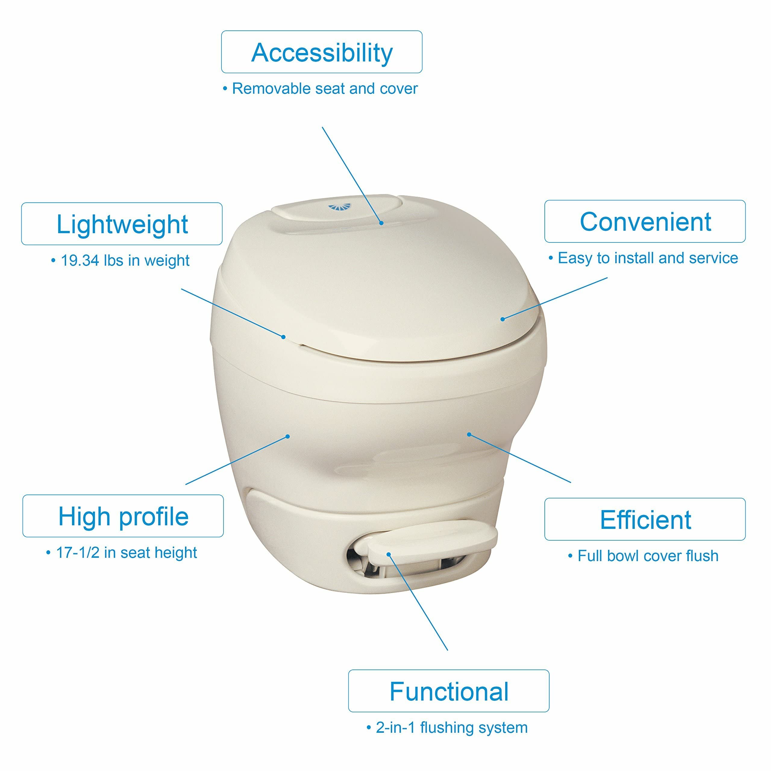 Thetford Aqua-Magic Bravura Rv Toilet / High Profile / Parchment - Thetford 31085