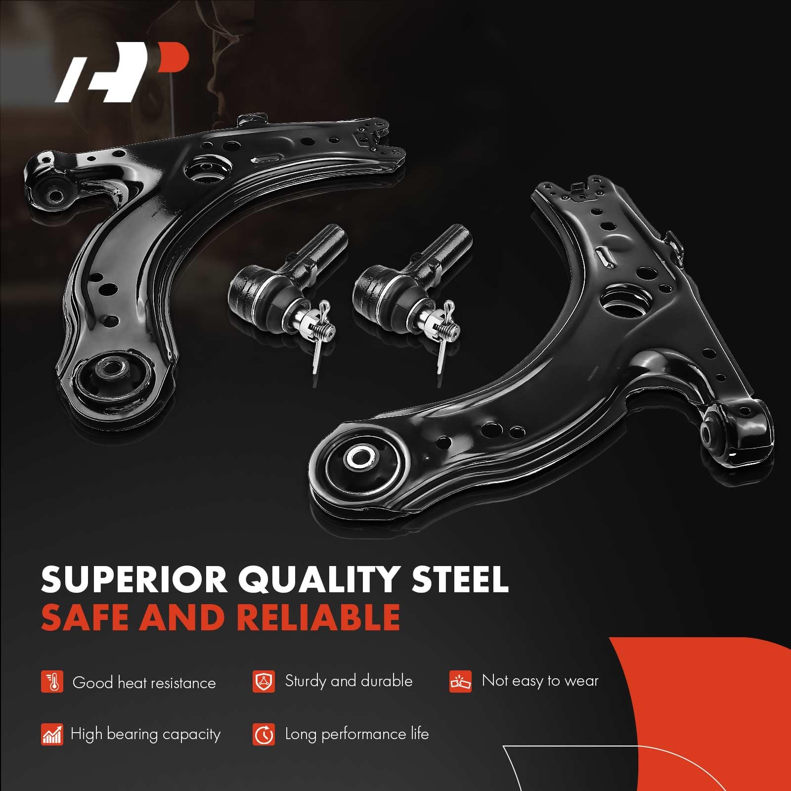 A-Premium Set Of 8, Front Lower Control Arm, Lower Ball Joint, Inner Outer Tie Rod End, Compatible With Volkswagen Jetta 1999-20