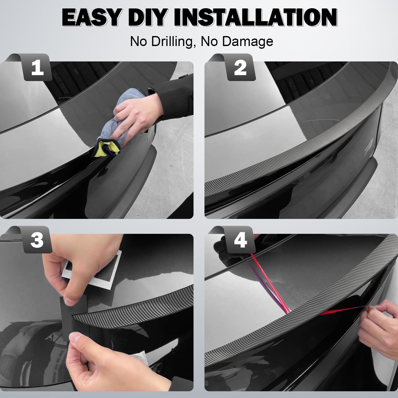 Abystar ABS Spoiler for Tesla Model Y Juniper 2026, Matte Carbon Fiber Look Trunk Wing, Rear Lip Spoiler for Sporty Appearance &