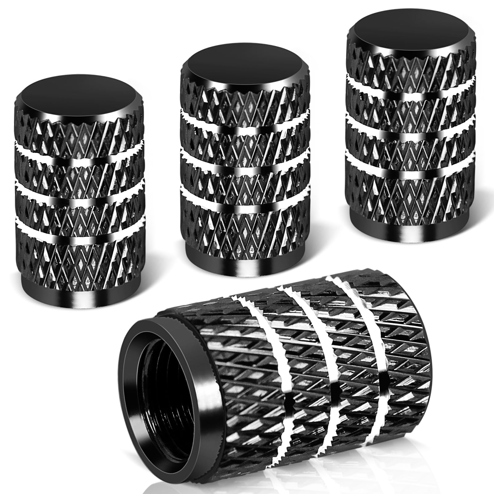 Vihimai 4Pcs Tire Caps, Aluminum Alloy Valve Stem Cap Decorative Accessory Compatible For Model Y X S 3 (Black)