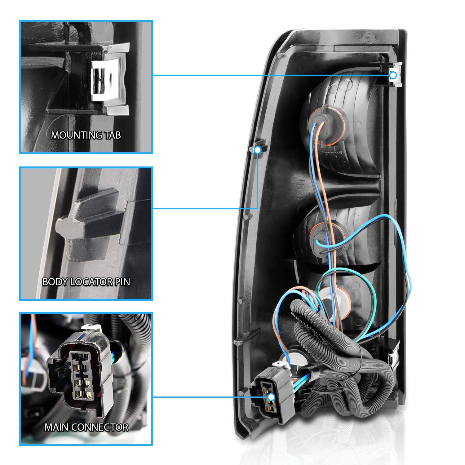 Amerilite For 1999-2002 Chevy Silverado / 99-06 Gmc Sierra Pickup Oe Dark Red Replacement Tail Lights Pair - Passenger & Driver