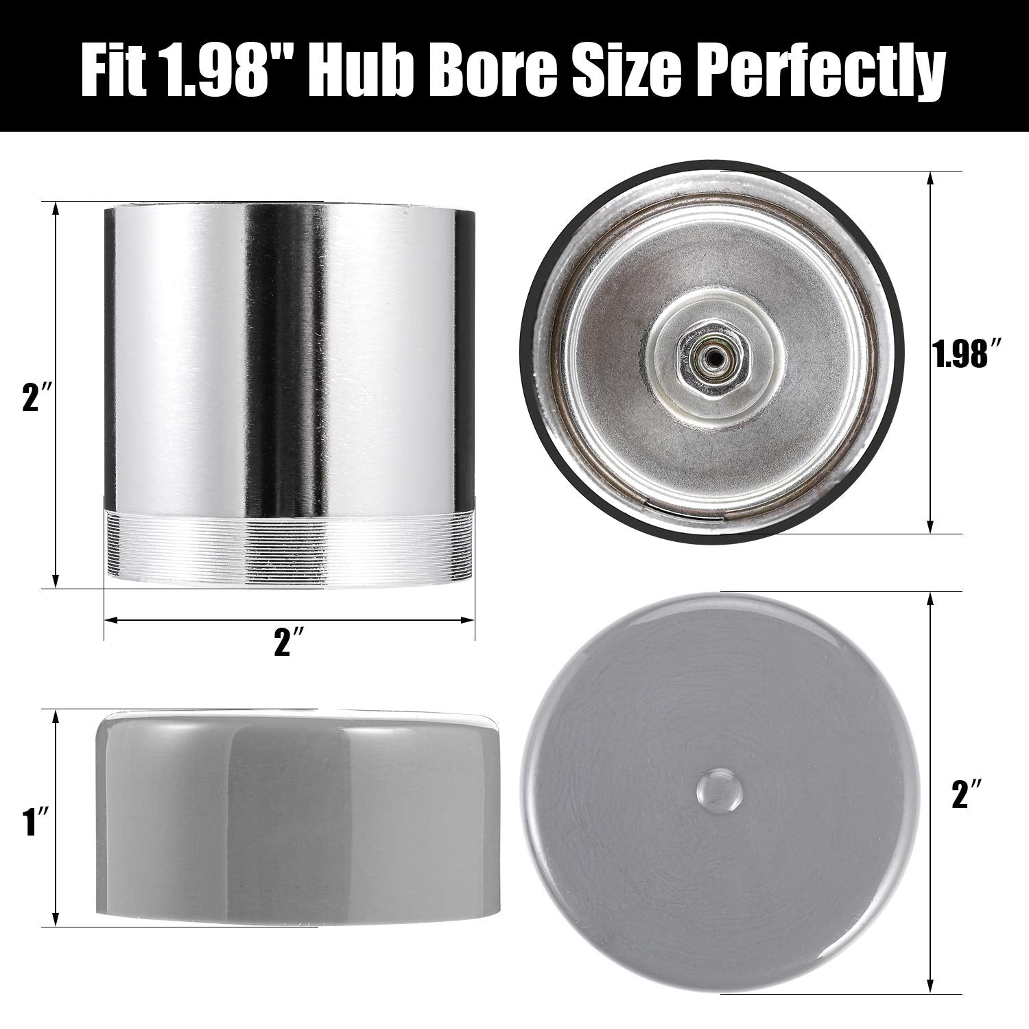 Czc Auto 1.98 Inch Bearing Protectors With Protective Bras For Trailer Boat, Chromed, Pair