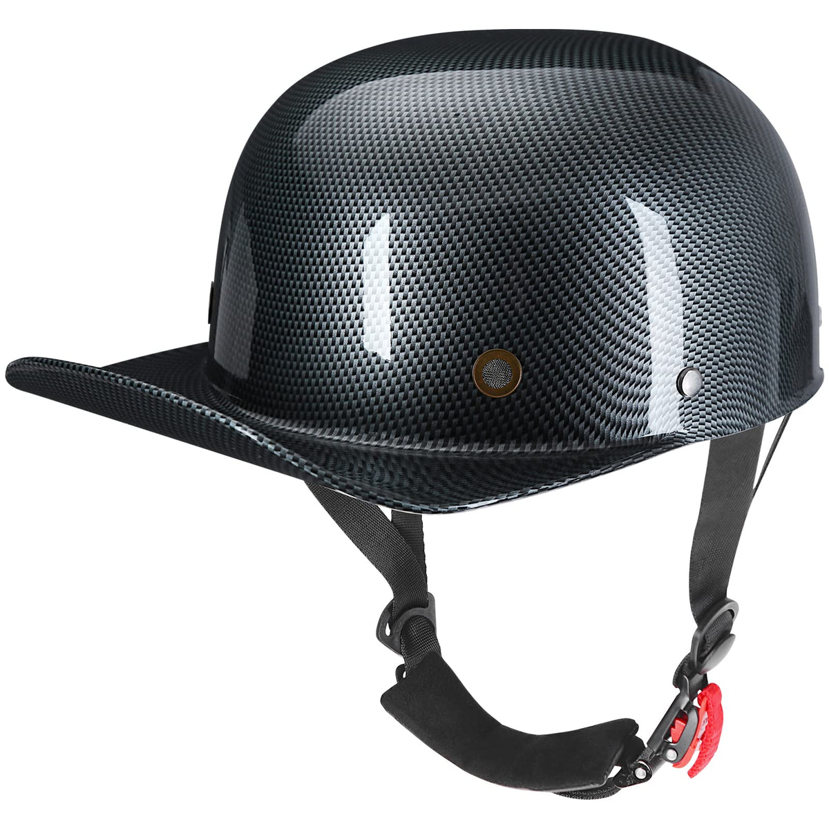 Yesmotor Baseball Style Cap Retro Motorcycle Helmet Unisex-Adult - DOT Approved (Carbon Fiber, L)