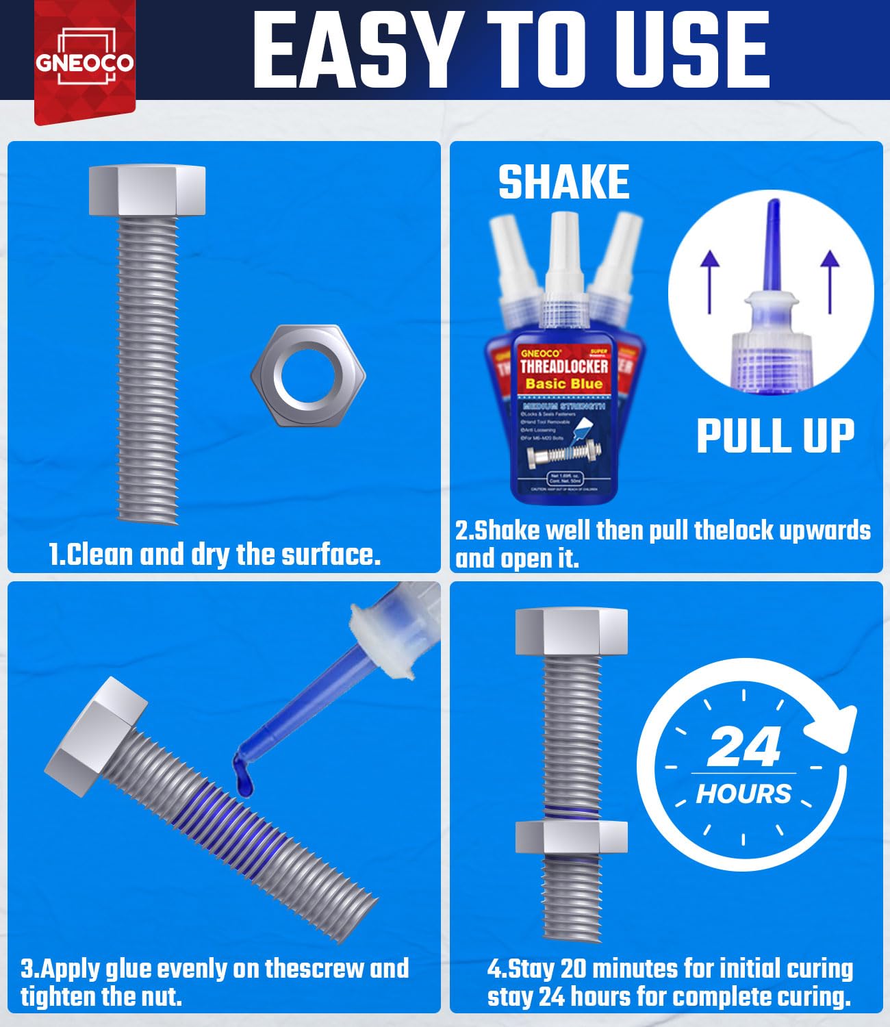 Threadlocker Blue 242 1.69 Fl Oz/50 Ml, Thread Lock Medium Strength Lock Tight For Nuts, Bolts, Fasteners And Metals, Anaerobic