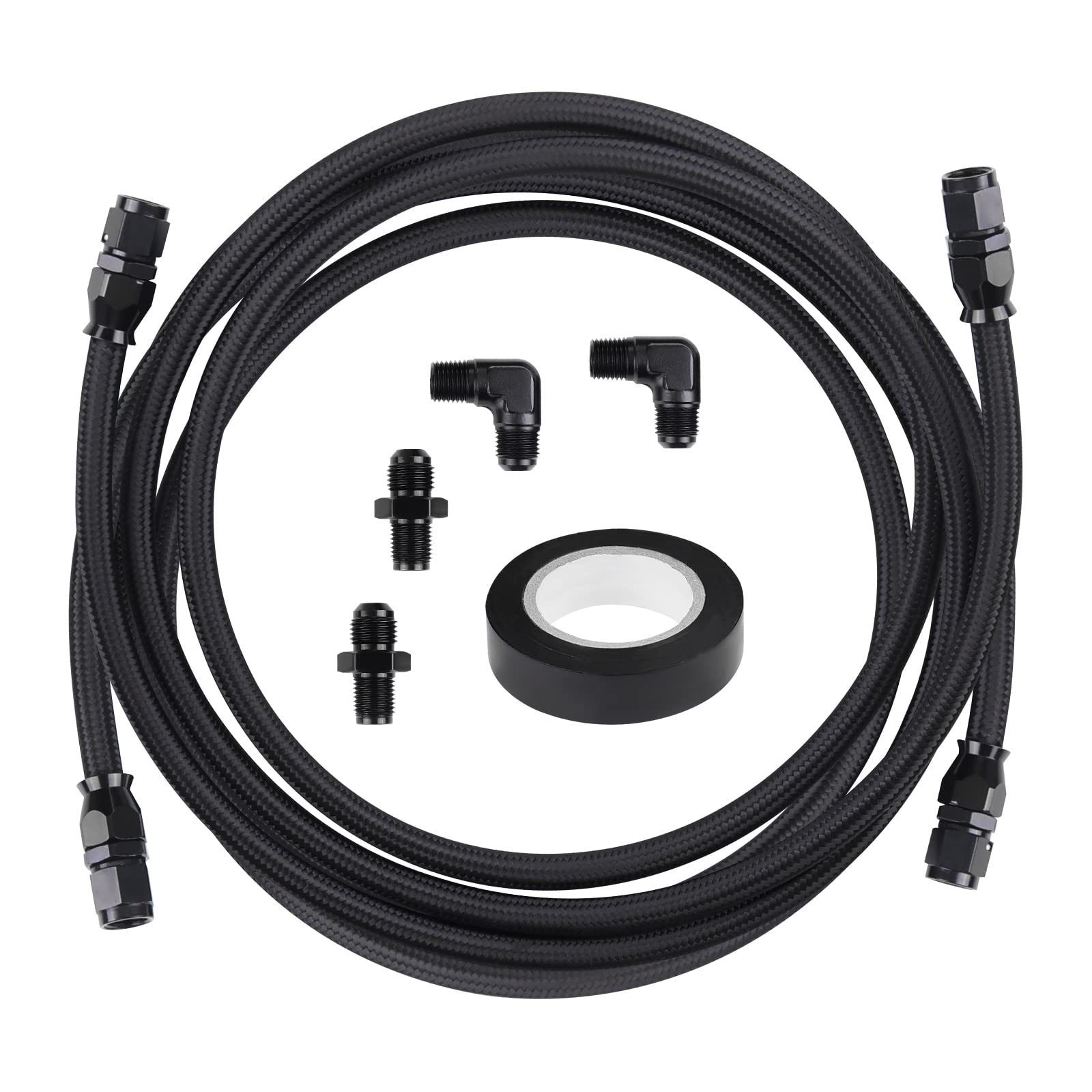 Waterwich 6An Transmission Cooling Line Kit Compatible With 4L60 3L80 700R4 Th350 Th400 Cbc350, 7Ft Ptfe Nylon Braided Stainless