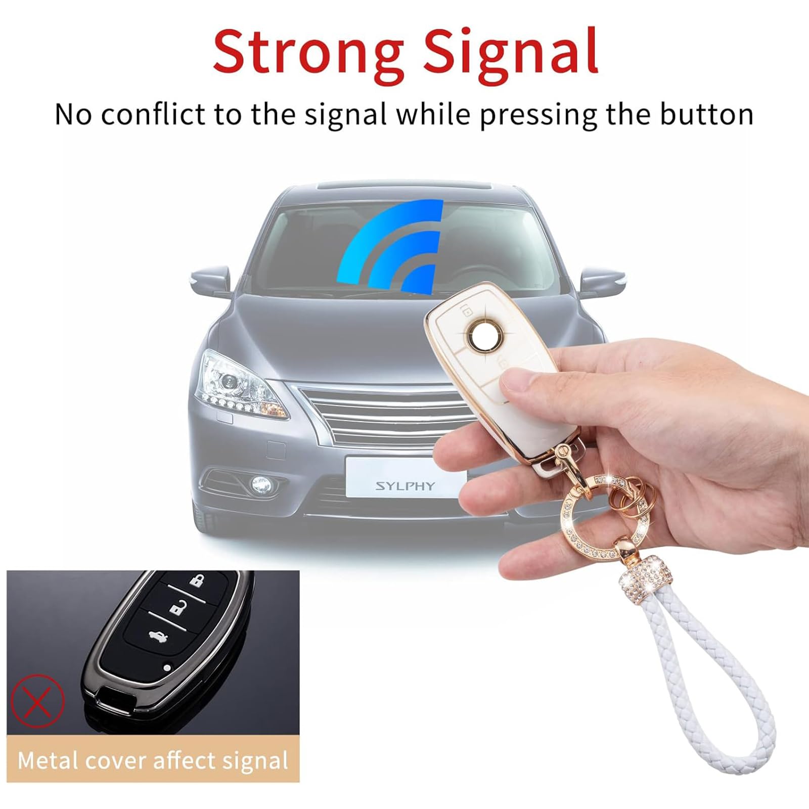 Gematay For Mercedes Benz Key Fob Cover With Keychain Lanyard, Soft Tpu Key Case Shell Compatible With 2019-2021 A-Class C-Class