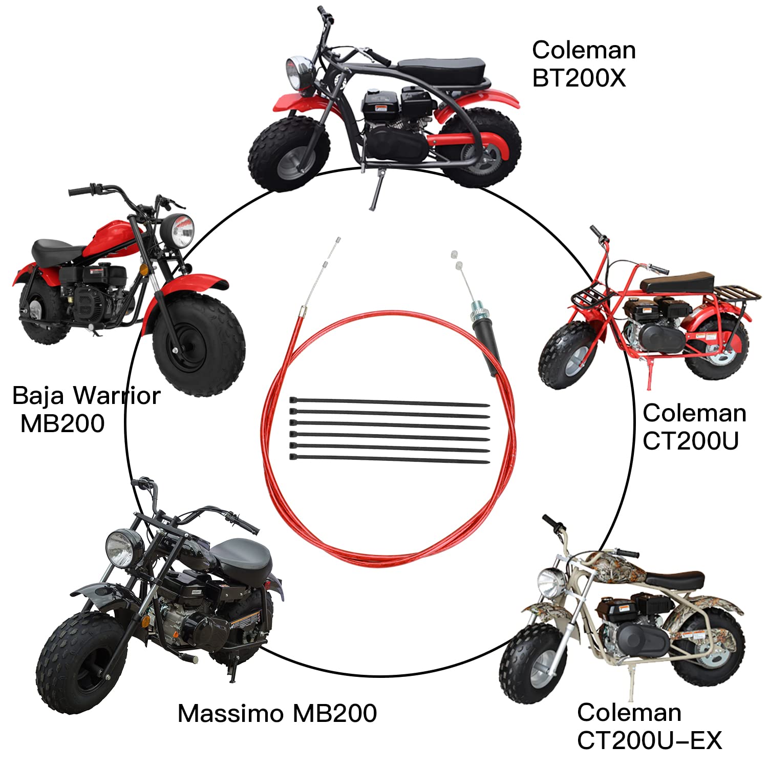 Yoxufa 50 Inch Throttle Cable For Predator 79Cc 97Cc 196Cc 212Cc 2.5Hp Baja Doodle Bug Racer Db30 Warrior Heat Mb200 Coleman Ct100U Ct200U Ct200U-Ex Motovox Mbx10 Monster Moto Mmb80 Mini Bike Go Kart