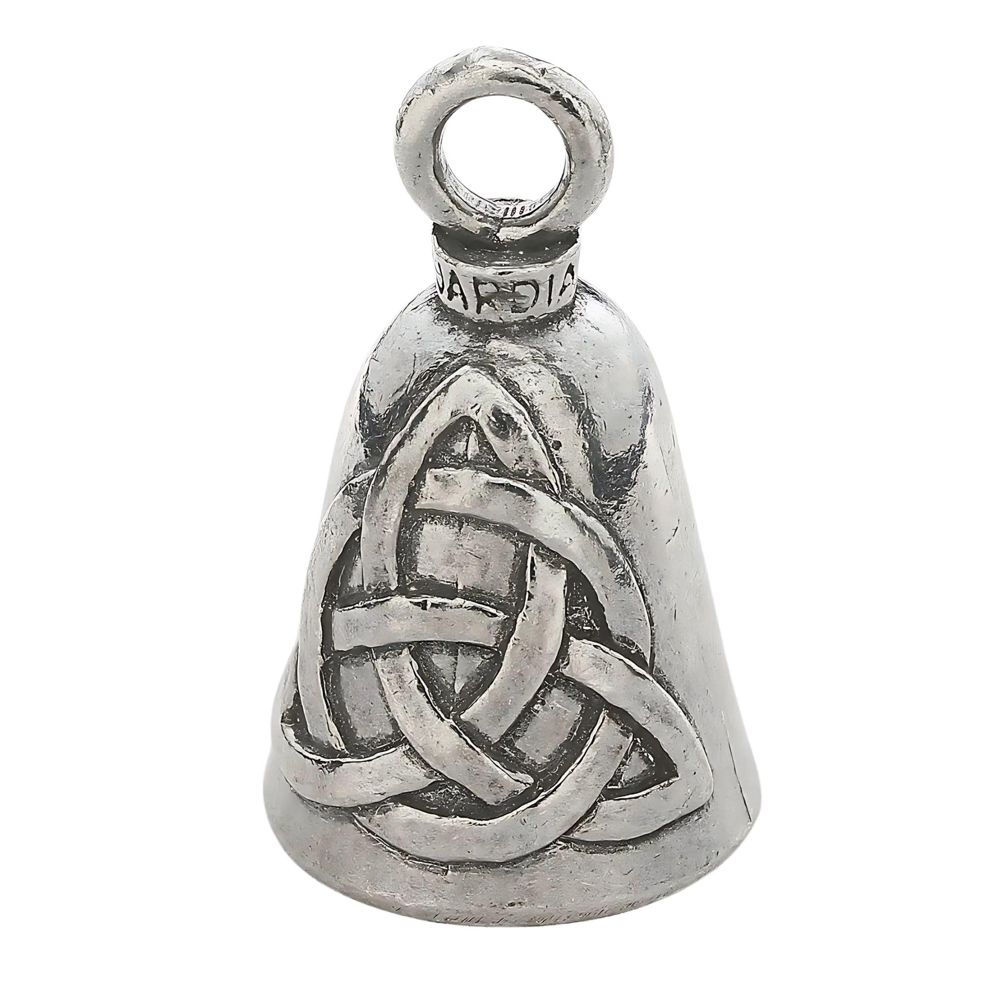 Guardian Bell Trinity Knot Triquetra Good Luck Bell W/Keyring & Black Velvet Gift Bag | Motorcycle Bell | Lead-Free Pewter | Goo