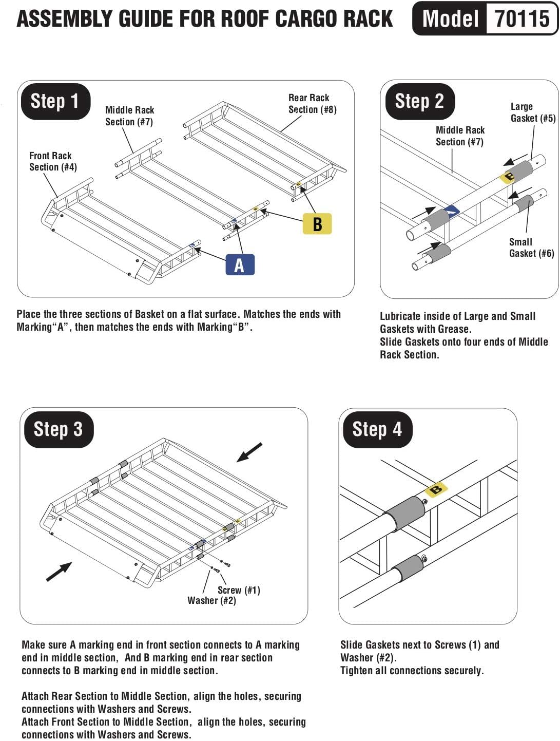 MaxxHaul 70115 Black Steel Roof Rack Cargo Carrier 46 x 36 x 4-1/2 for SUVs & Trucks - 150 lb Capacity