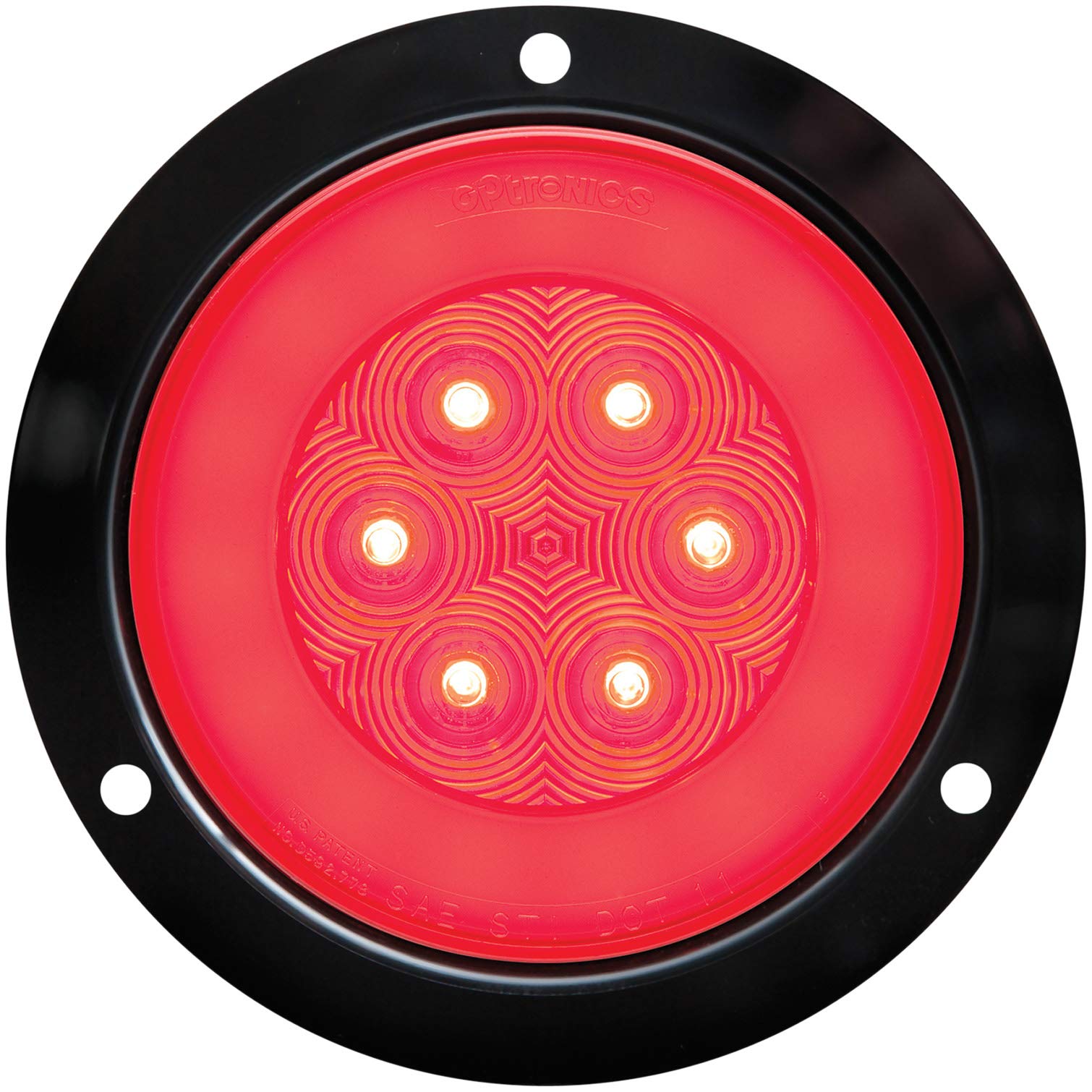Optronics STL101RFBP Lens 4&quot; Sealed LED Light with Mounting Flange, Red