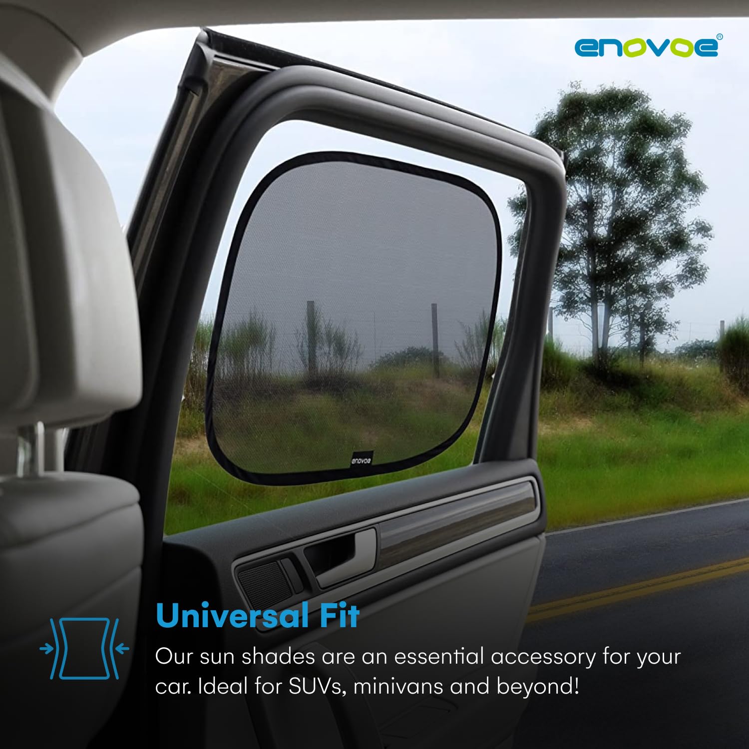 Enovoe Car Window Shade for Baby - (2 Pack) UV Protection Breathable Mesh Baby Window Covers - Sun Shade Blocker, Cling Window Cover - Glare Shield and UV Rays Protection for Your Child - XL 25' x 16'