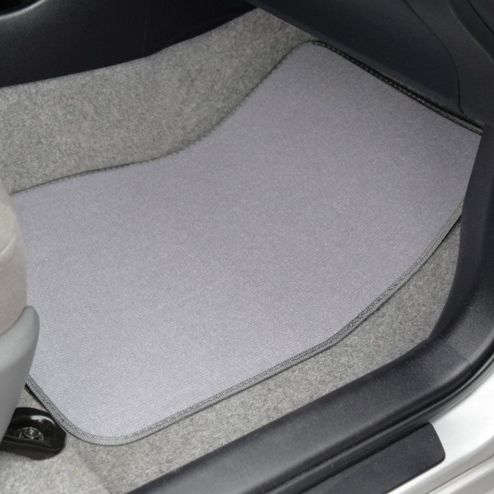 Bdk Premium 4Pc Set Of Carpet Car Floor Mats With Vinyl Safety Heel Pad For Car, Truck, Suv, Coupe Sedan, Light Gray (Mt-100-Lg)