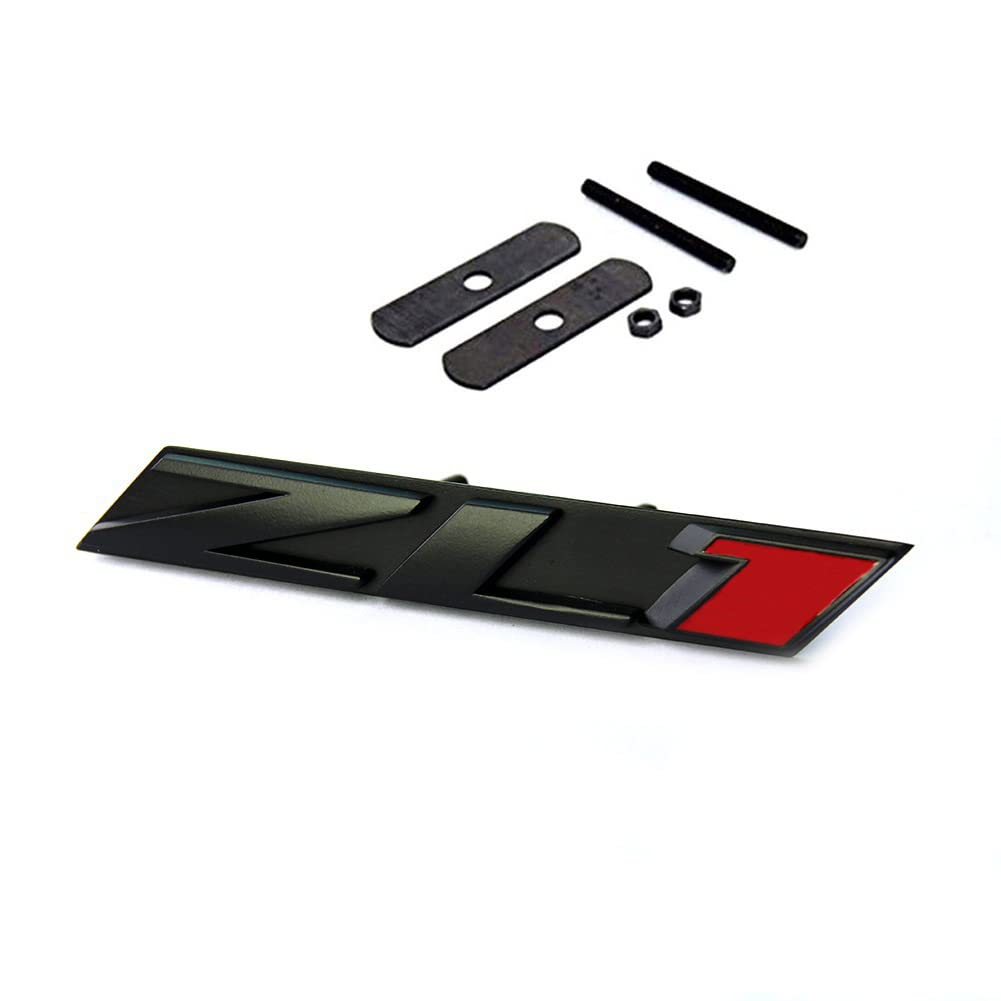 1X Grille Zl1 Emblem Badge Letter Zl1 Grill Compatible With Zl1 1Le Ss Rs Matte Black Red