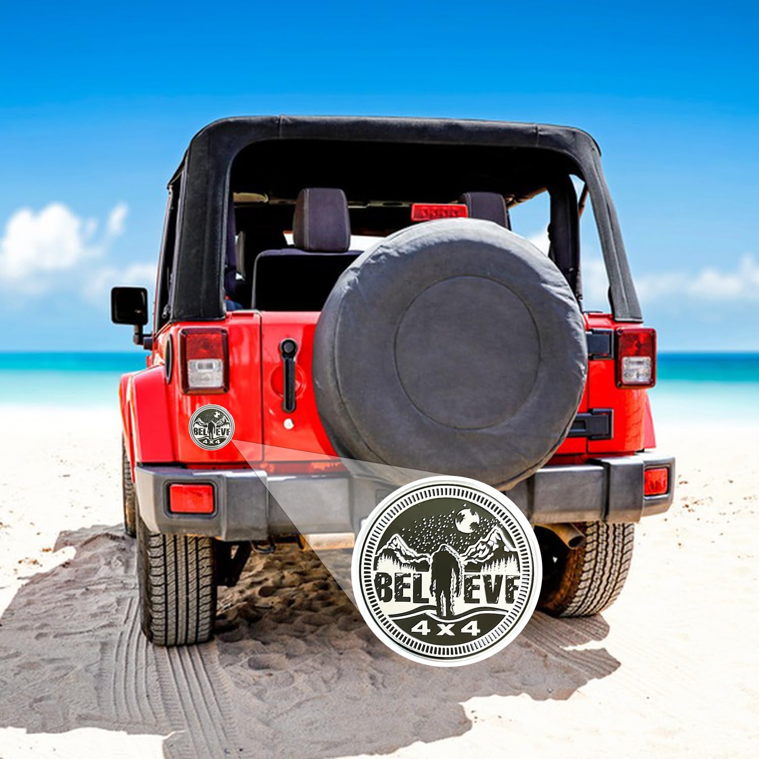 2 Pcs Squatch Badge Rated Car Emblem, 4 X 4 Metal Automotive Badge, 3D Round Metal Car Badges Emblems, Car Badge Decals Stickers