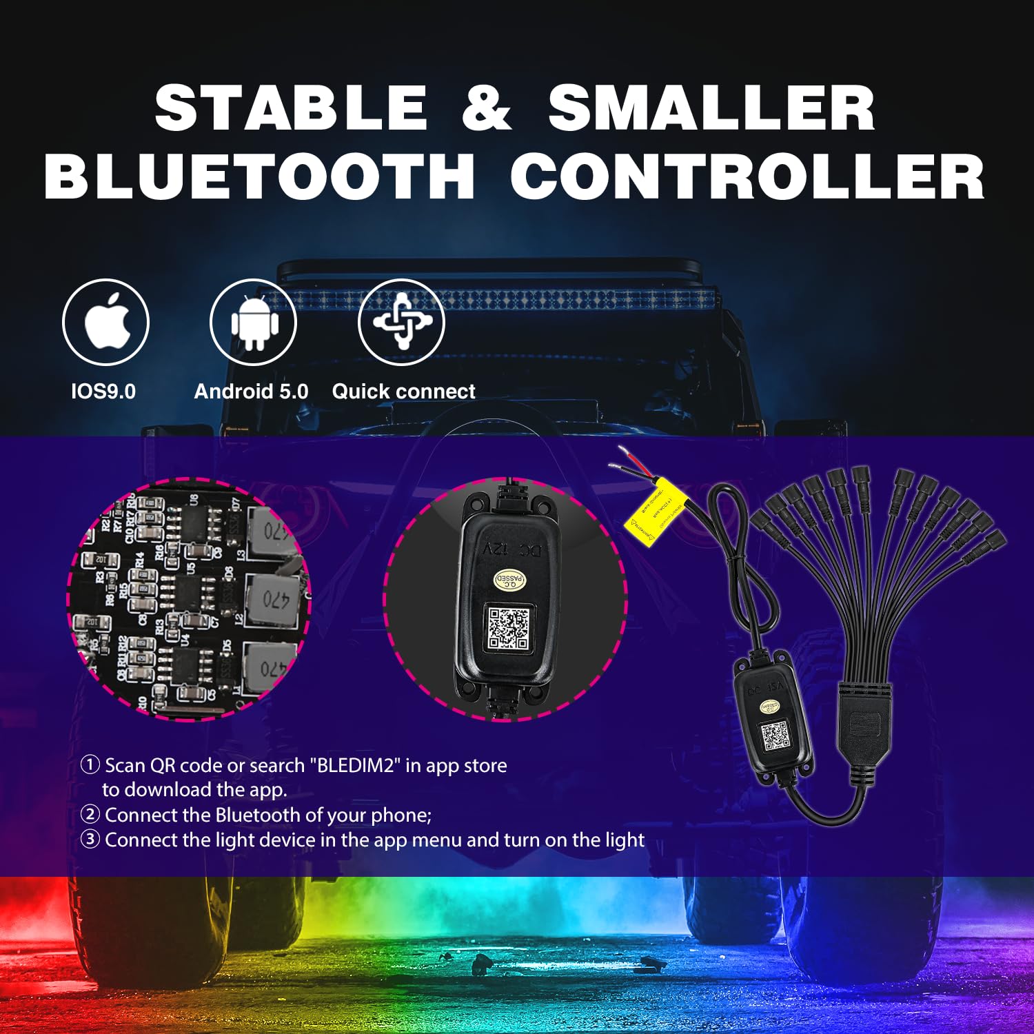 Nilight Rgb Led Rock Lights Kit 12 Pcs 18Led Wide Angle Wheel Well Light With Remote & Bluetooth App Dual Control Multi Modes Un