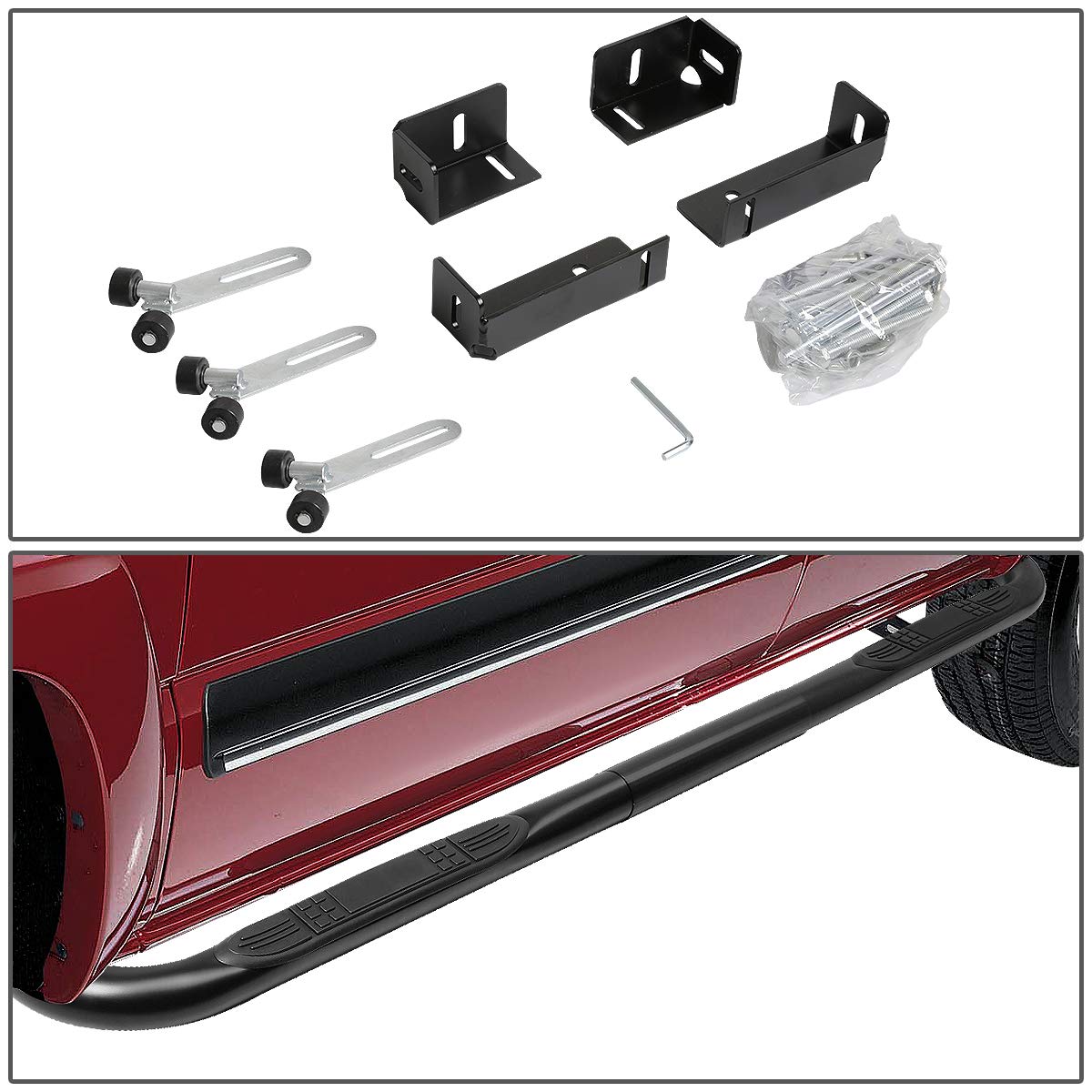 DNA MOTORING Black 3" Stainless Steel Nerf Bar Running Board - Model STEPB-3-UNI-BK for 00-11 Suburban/Tahoe/Yukon 1500/