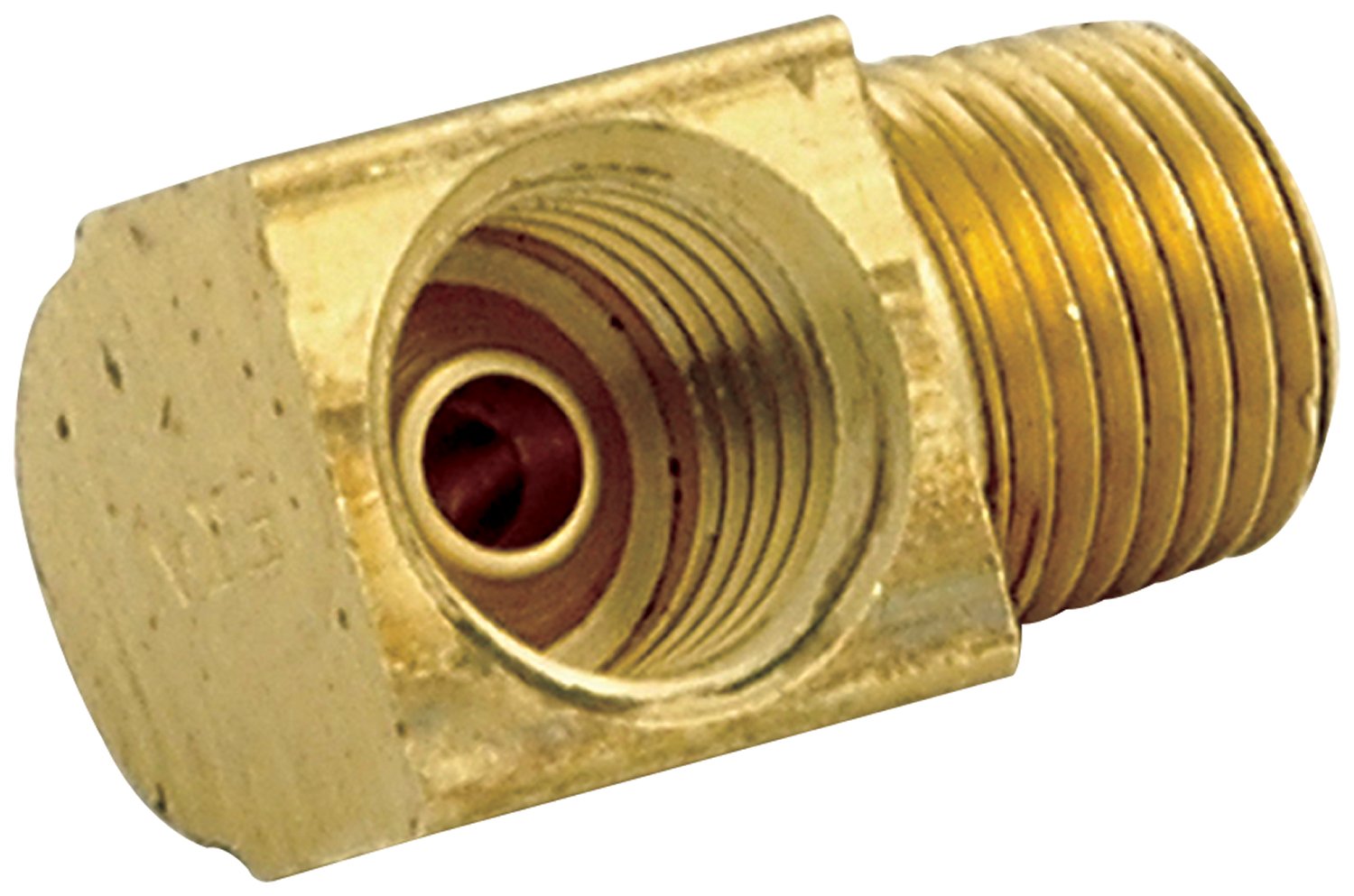Allstar Performance Fitting, Adapter, 90 Degree, 3/8-24 in Inverted Flare Female to 1/8 in NPT Male, Brass, Natural, 3/16 in Har