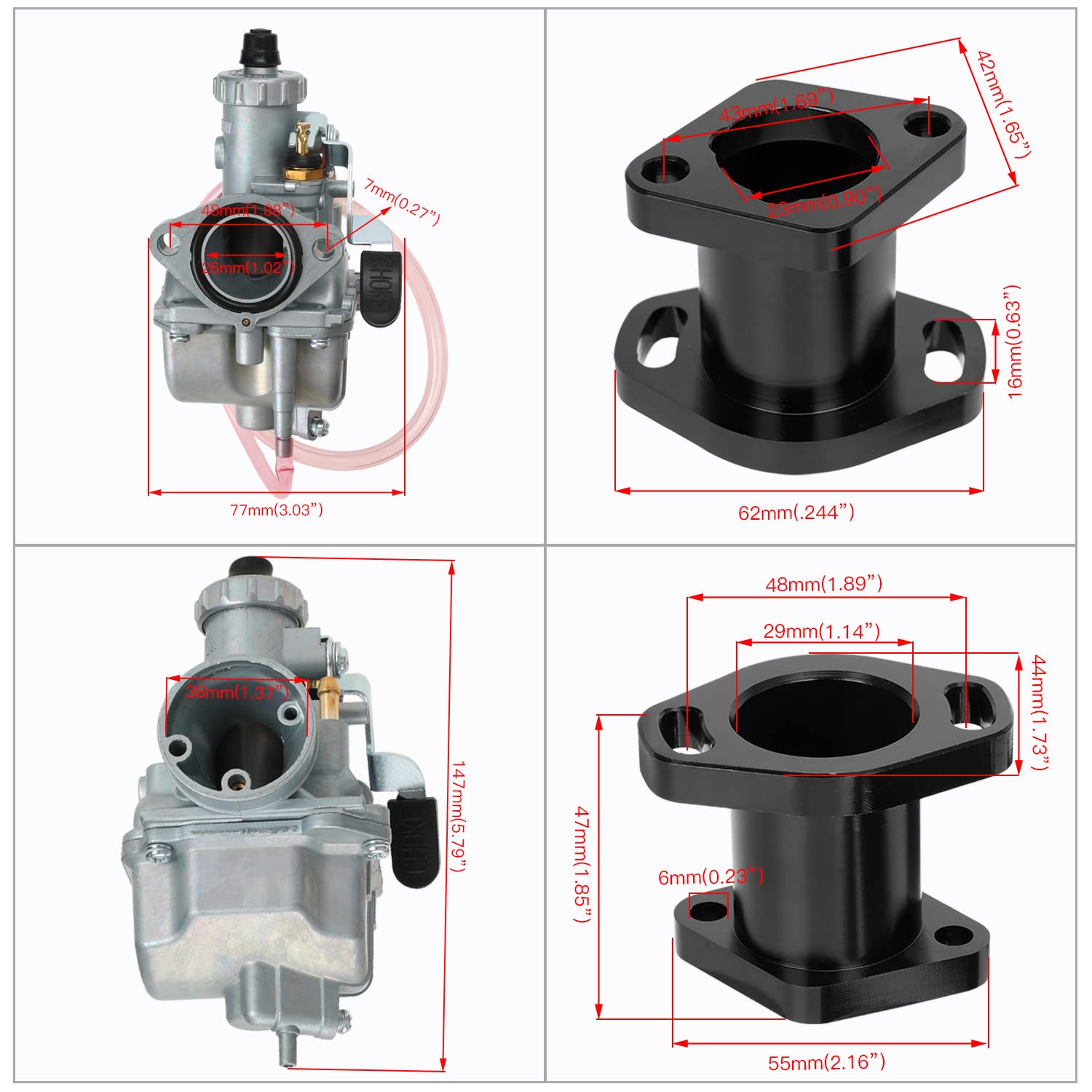 FVRITO Racing VM22 Carburetor for Predator 212cc 196cc 224cc Coleman CT200U BT200X GX160 GX200 6.5hp OHV Clone Engine KT196 Baja