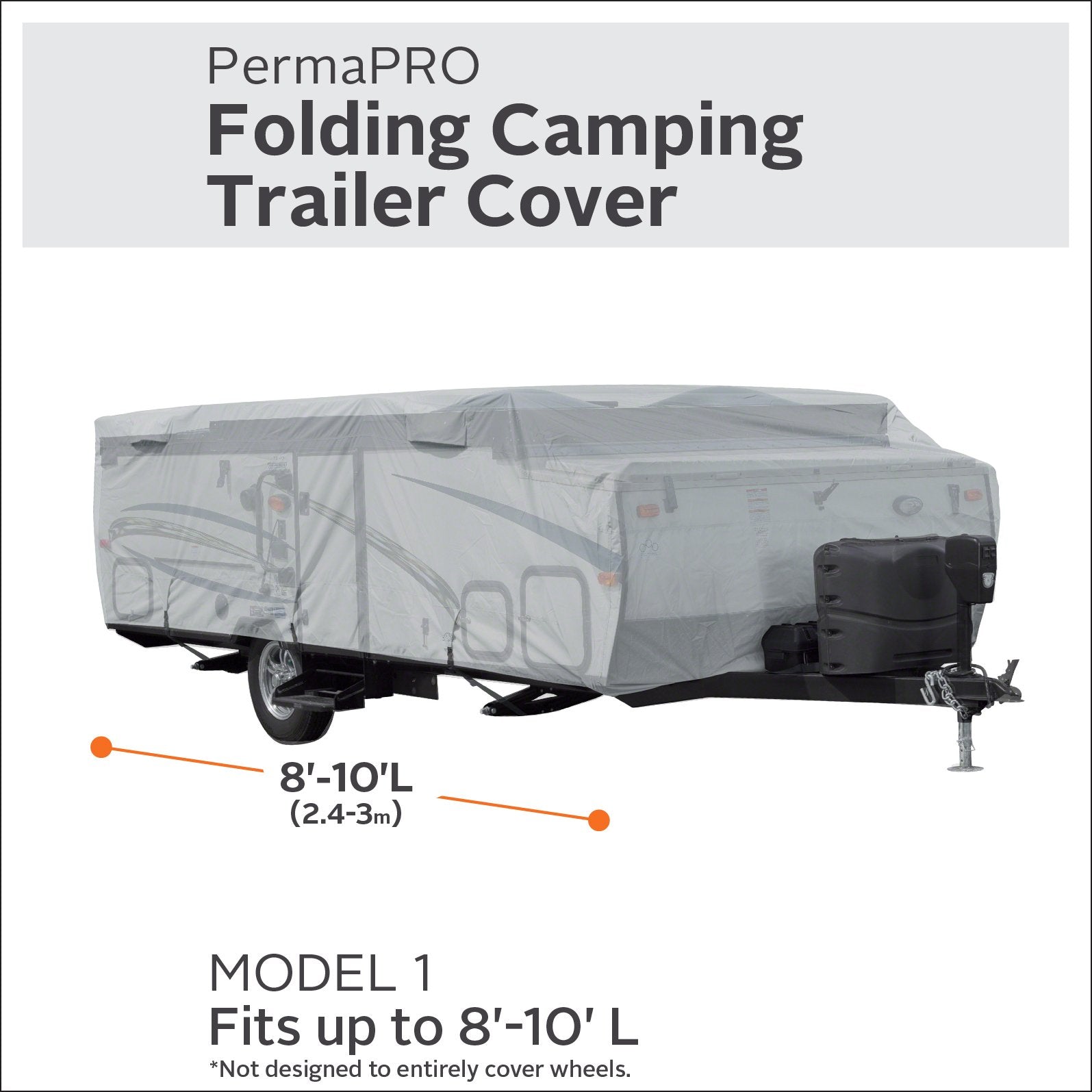 Classic Accessories Over Drive Permapro Folding Camping Trailer Cover, Fits 8'-10'L, Camper Rv Cover, Customizable Fit, Water-Re