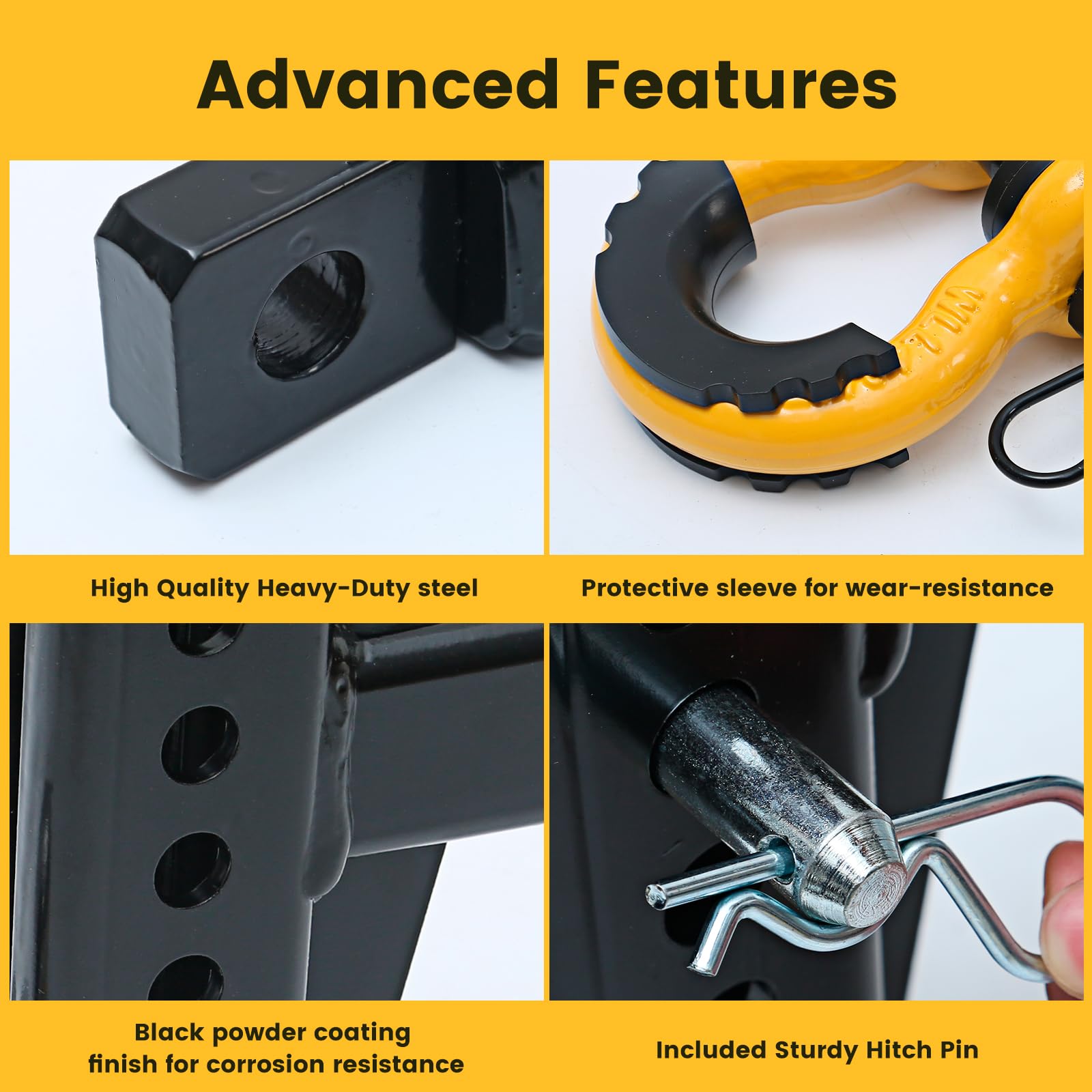 Maxxhaul 51003 Trailer Hitch Tri Ball Mount With Hook Pin Rotatable Tow Shackle 2 In Receiver 12000 Lbs Capacity Heavy Duty With