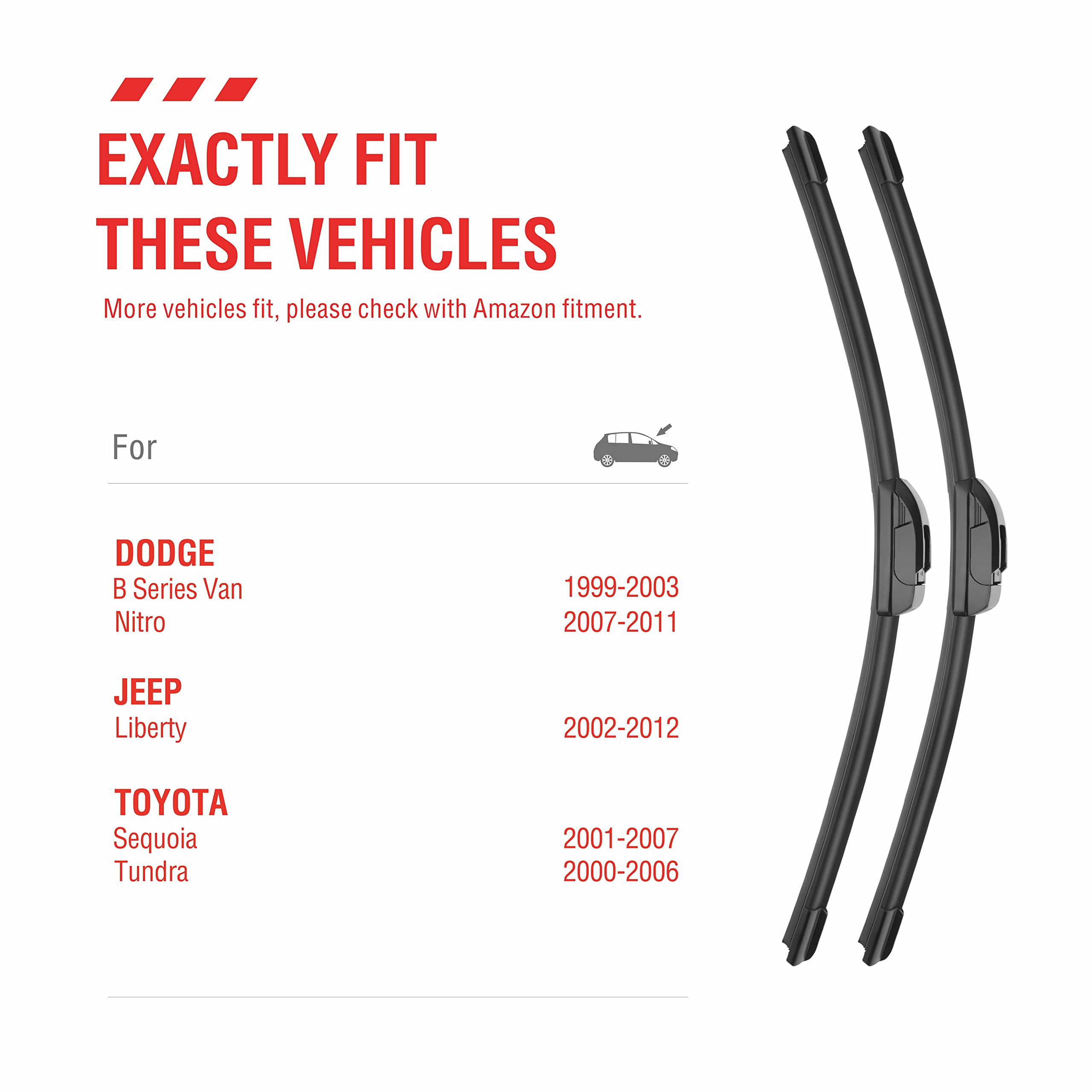 Oem Quality Performance Premium 19 Wiper Blades 2 Pack,All-Season Auto Replacement Windshield Wiper Blades,Fit Liberty 2012-2002