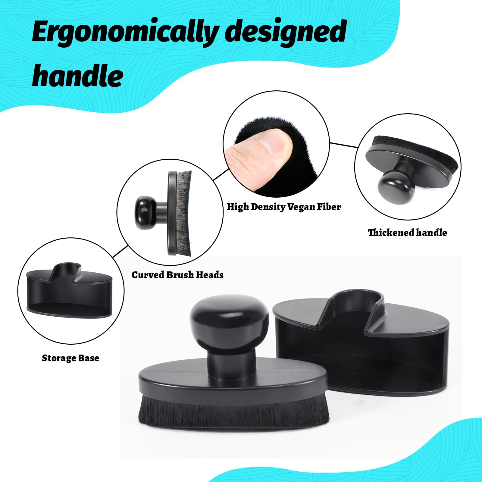 Yoseng Tire Shine Brush - Curved Brush Head & Large 3.8'' Tire Dressing Applicator with Storage Stand for Automotive Detailing,