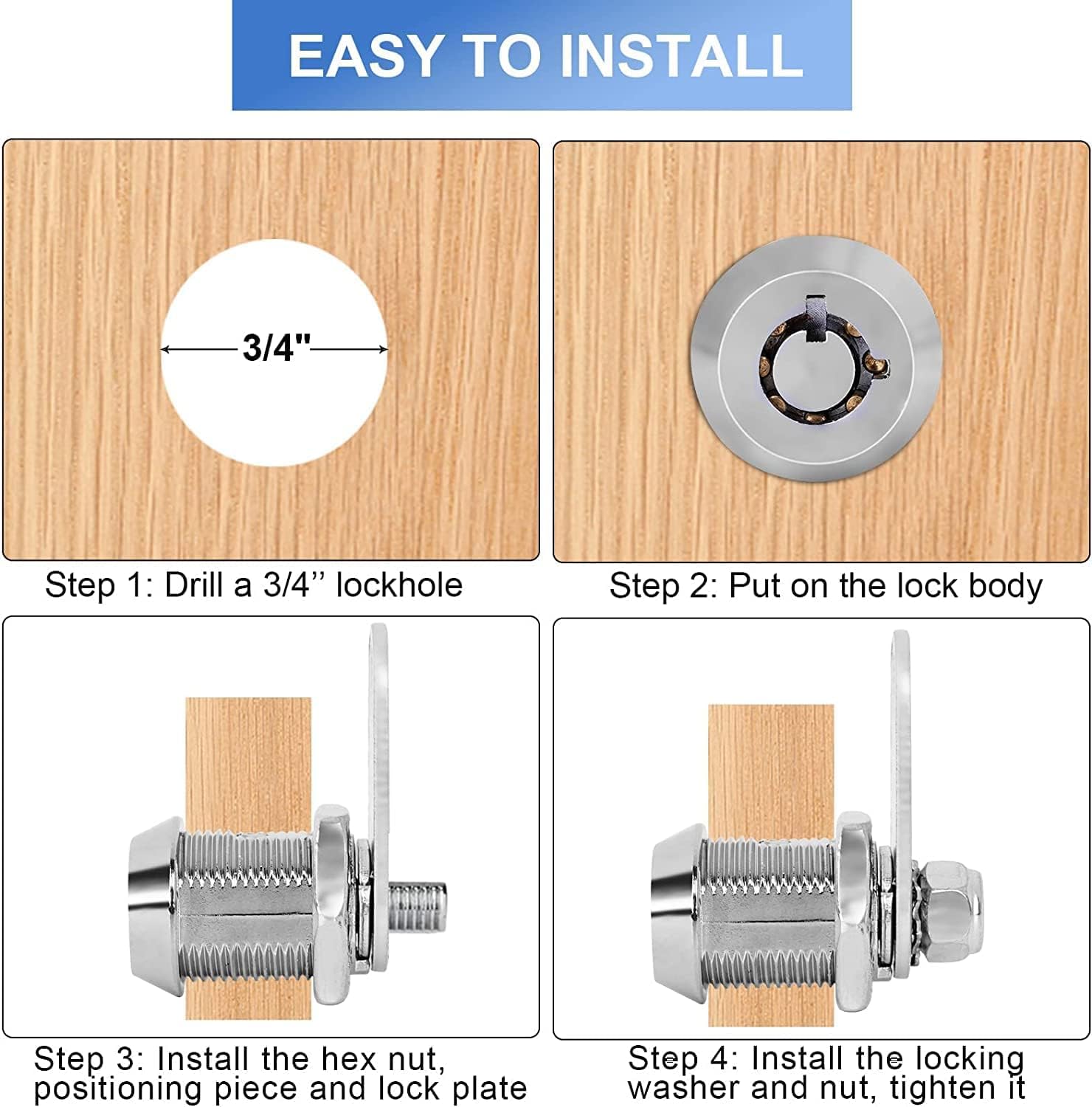 Cam Locks Rv Storage Keyed Alike, 1'' Fits On 3/4'' Max Door Thickness, Compartment Locks For Camper Trailer Cabinet With Keys (