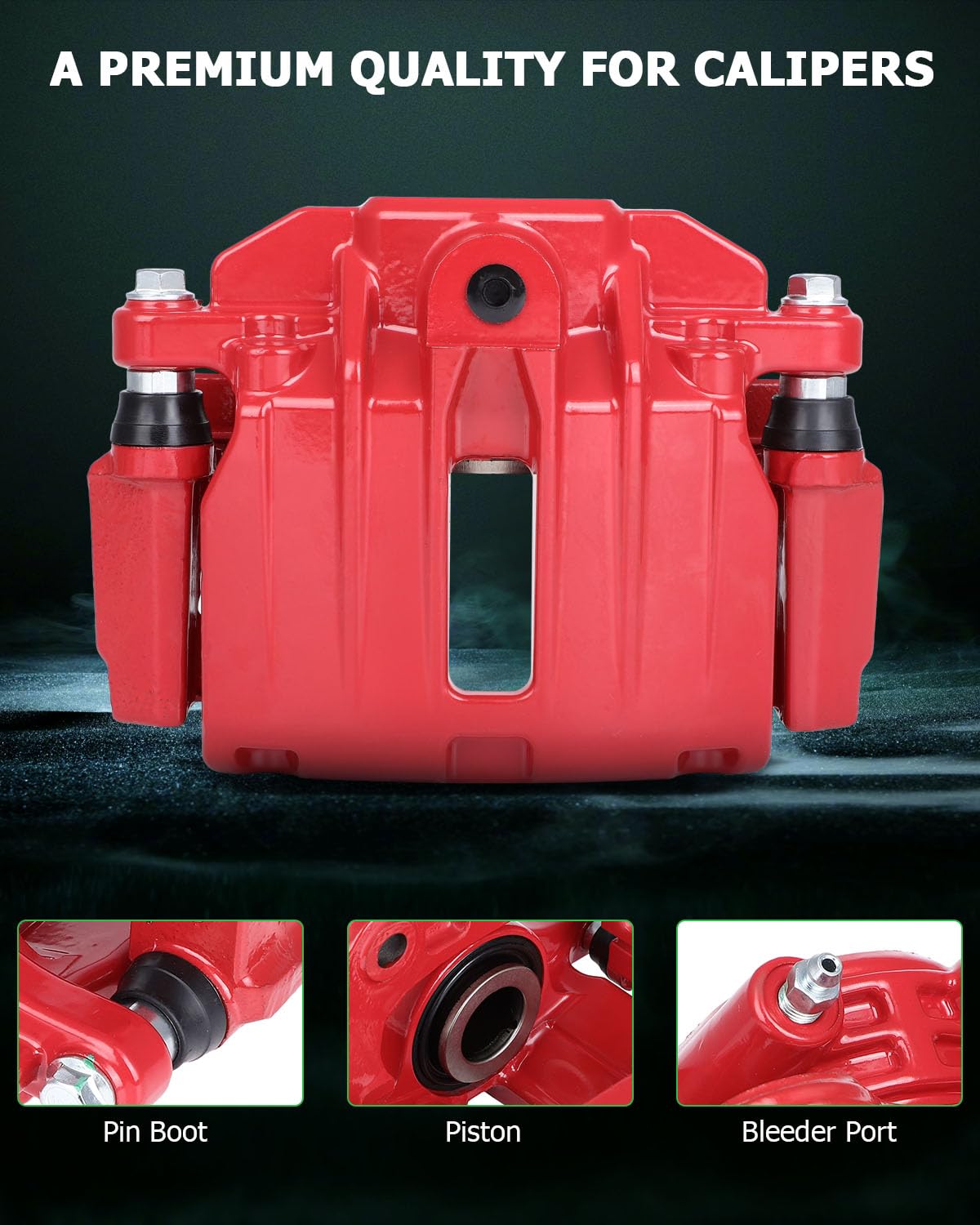 Scitoo Rear Left Brake Caliper With Bracket 18-B4726 Red Compatible For Cadillac 2000-2002 For Chevrolet 1999-2005 For Gmc 1999-