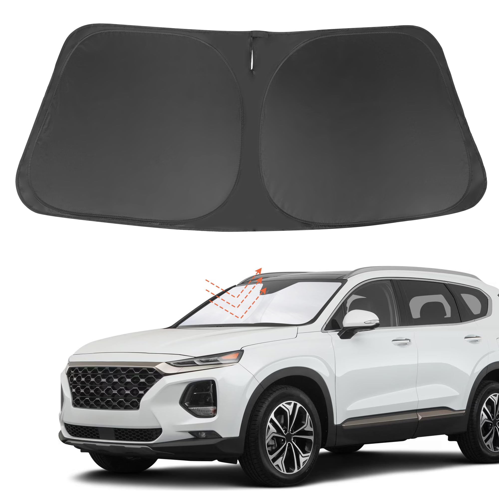 Yycke Windshield Sun Shade Accessories Compatible With 2023 2022 2021 2020 2019 Santa Fe, Se, Sel, Sel Plus For Hyundai Foldable