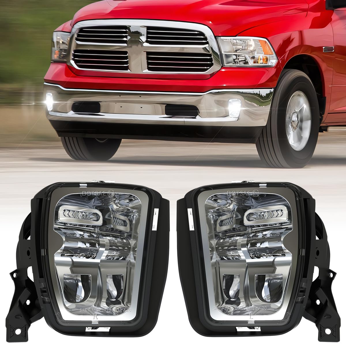 Bicyaco Led Fog Light Clear Bumper Passing Lamps Compatible With Dodge Ram 1500 2013 2014 2015 2016 2017 2018 Pickup 2019 Dodge