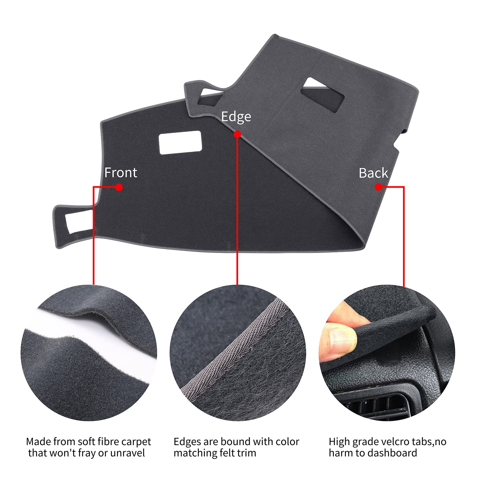 Hanlanka Dashboard Cover Dash Cover Mat Compatible With Dodge Ram 1500 2002-2005,2500/3500 2003-2005(Gray)