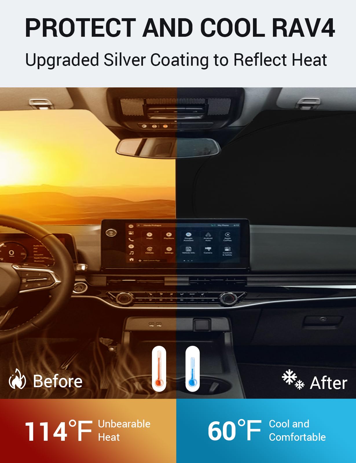 Proadsy 2025 Upgrade Windshield Sun Shade Custom Fit Honda Prologue 2024 2025 Foldable Front Sunshade Protector Sun Visor Blocks