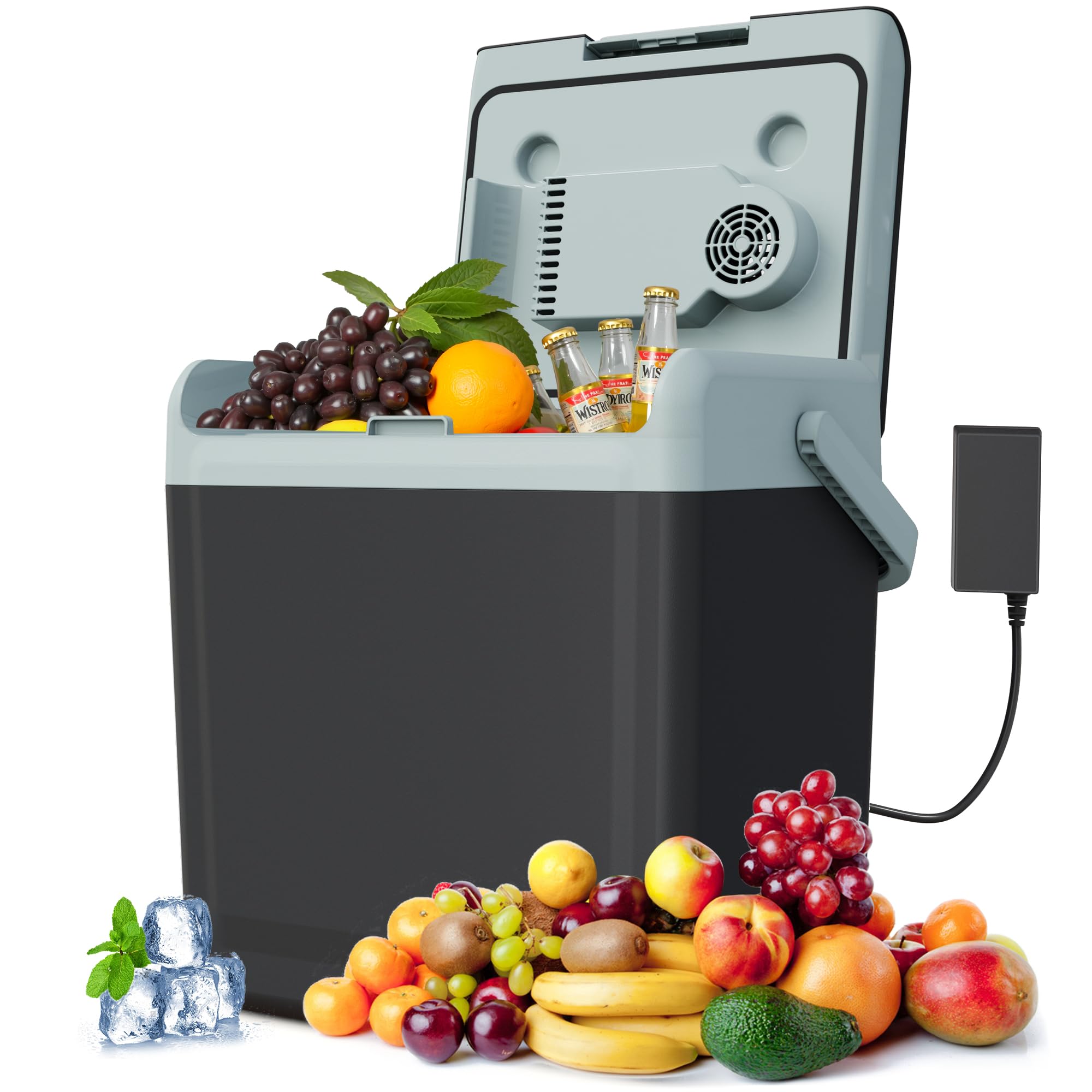 SUNVIVIPRO 25QT Portable Electric Cooler & Warmer with Handle - Dual Heating & Cooling Mini Thermoelectric Car Fridge for Vehicl