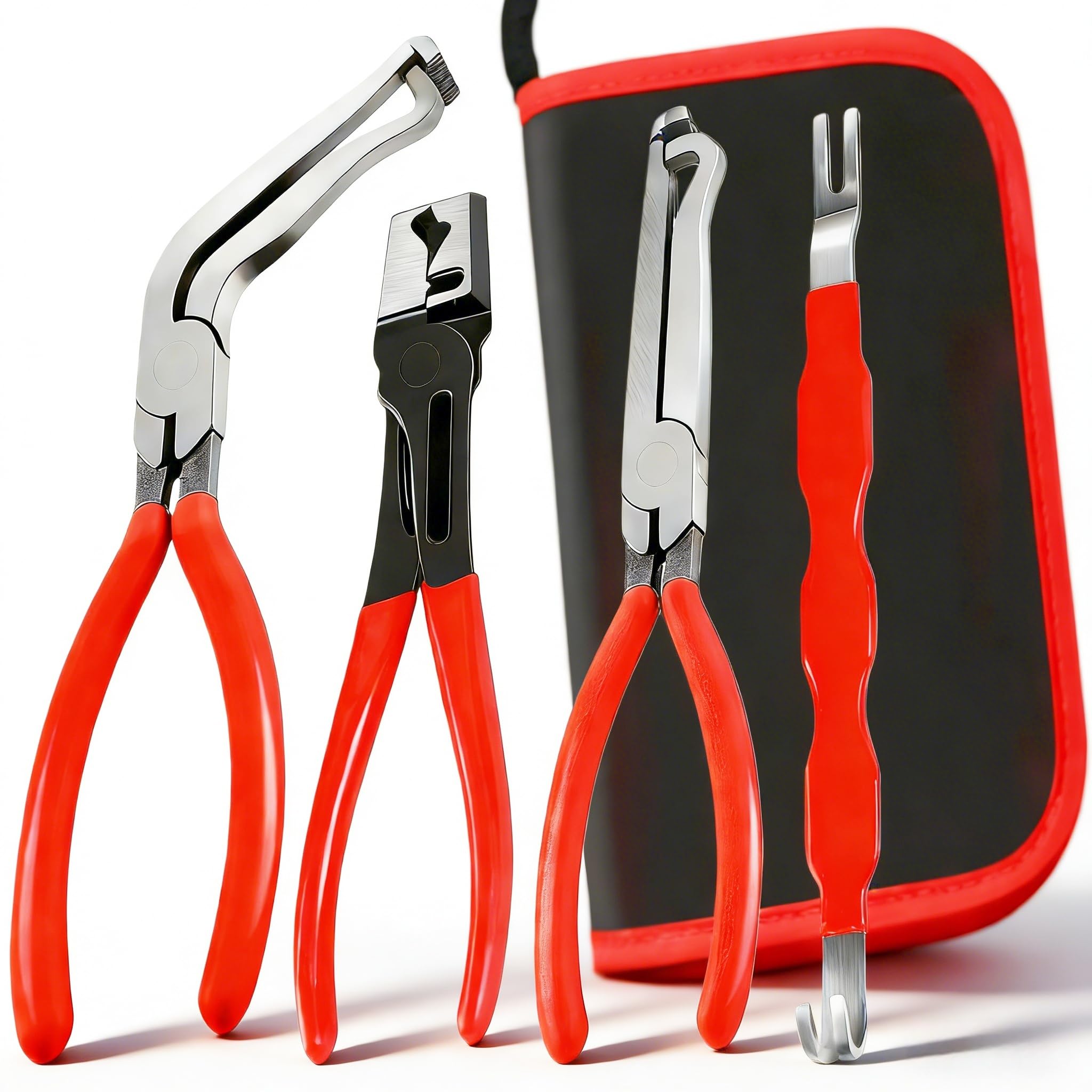 Rhevosil 4 Pcs Electrical Disconnect Pliers for Cars, Automotive Electrical Terminal Connector Separator Removal Tool, with Stra