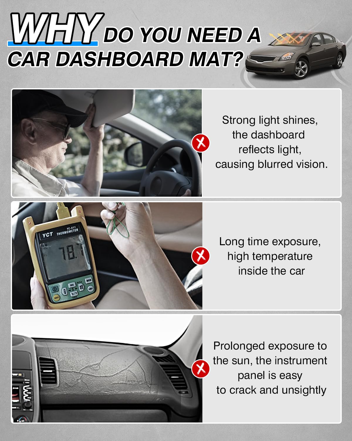 Cartist Dash Cover Compatible With Nissan Altima 2007 2008 2009 2010 2011 2012 Accessories Dashboard Cover Mat Non-Slip Carpet S