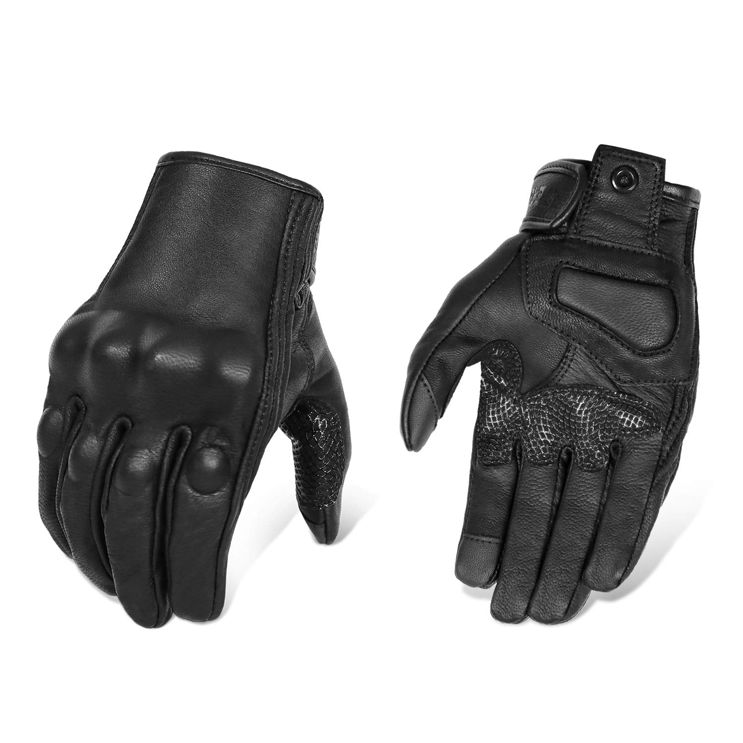 Updated Men'S And Womens Black Motorcycle Gloves Armored Knuckle Protector Motorbike Riding Gloves(Updated,Non-Perforated, Xxl)