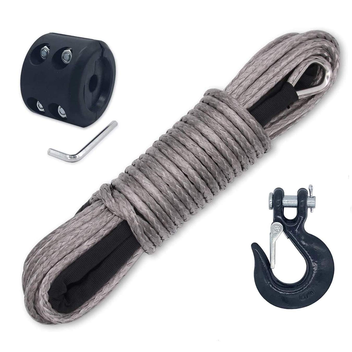 Ucreative 316 Inch X 50 Feet Synthetic Winch Rope 8,350Lbs Line Cable With Hook And Stopper For Atv Utv (Gray)