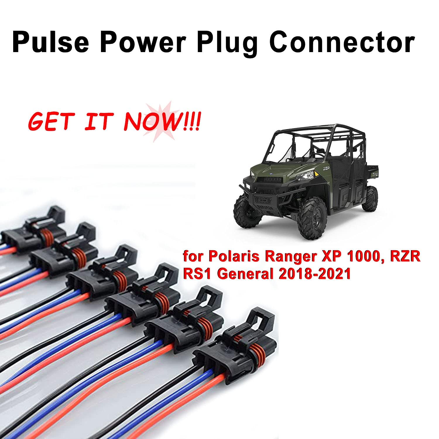 Pulse Bus Bar Power Plug Pigtail Connector For Polaris Ranger Xp 1000 / Rzr/Pro Rs1 General 2018 2019 2020 2021 Pulse Plug Bus Bar Harness Pigtail 3Pcs