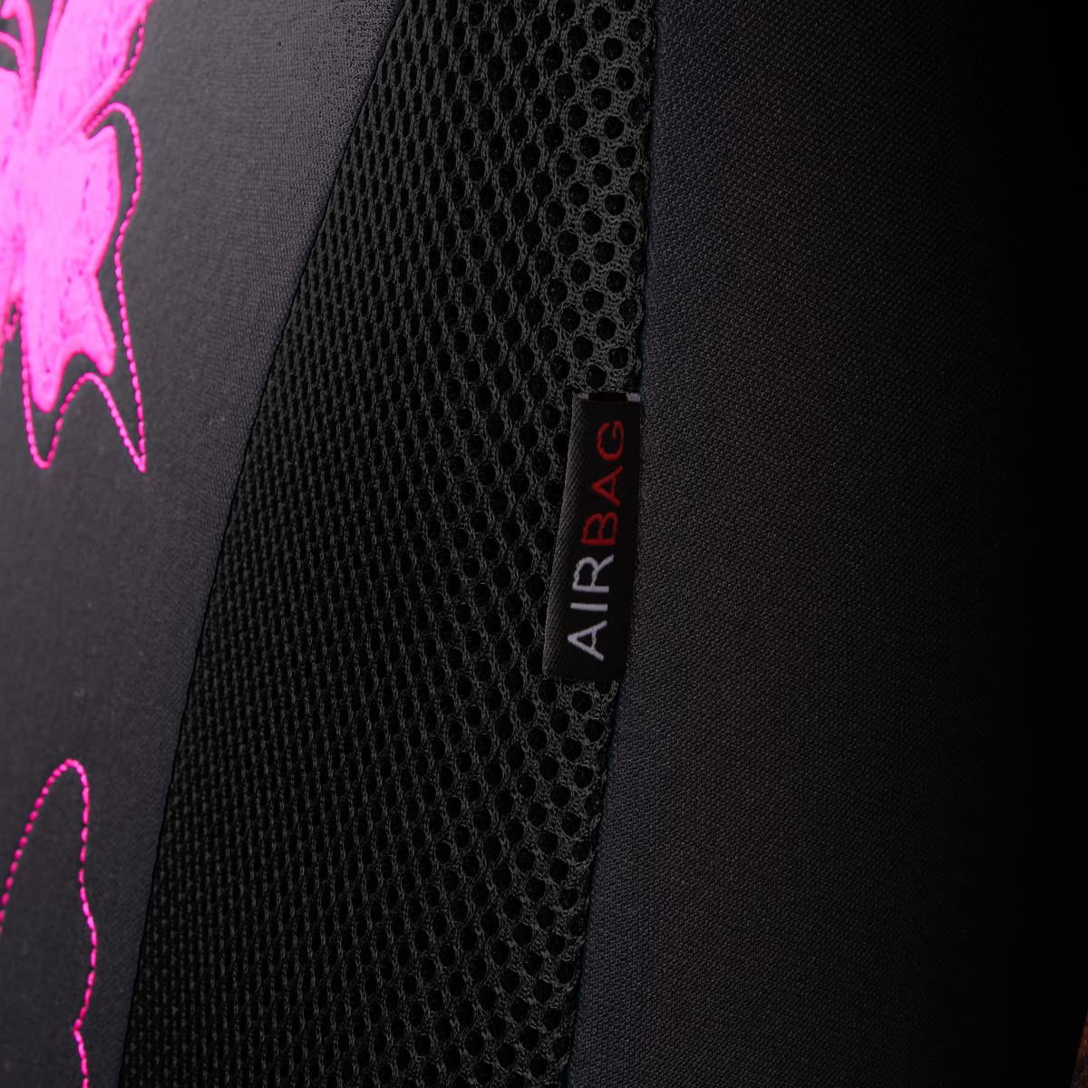 Flying Banner Butterfly Car Seat Covers Ful Set Fashion Universal Lady Woman Female Rear Bench Split Colorized (Black Rose Red,