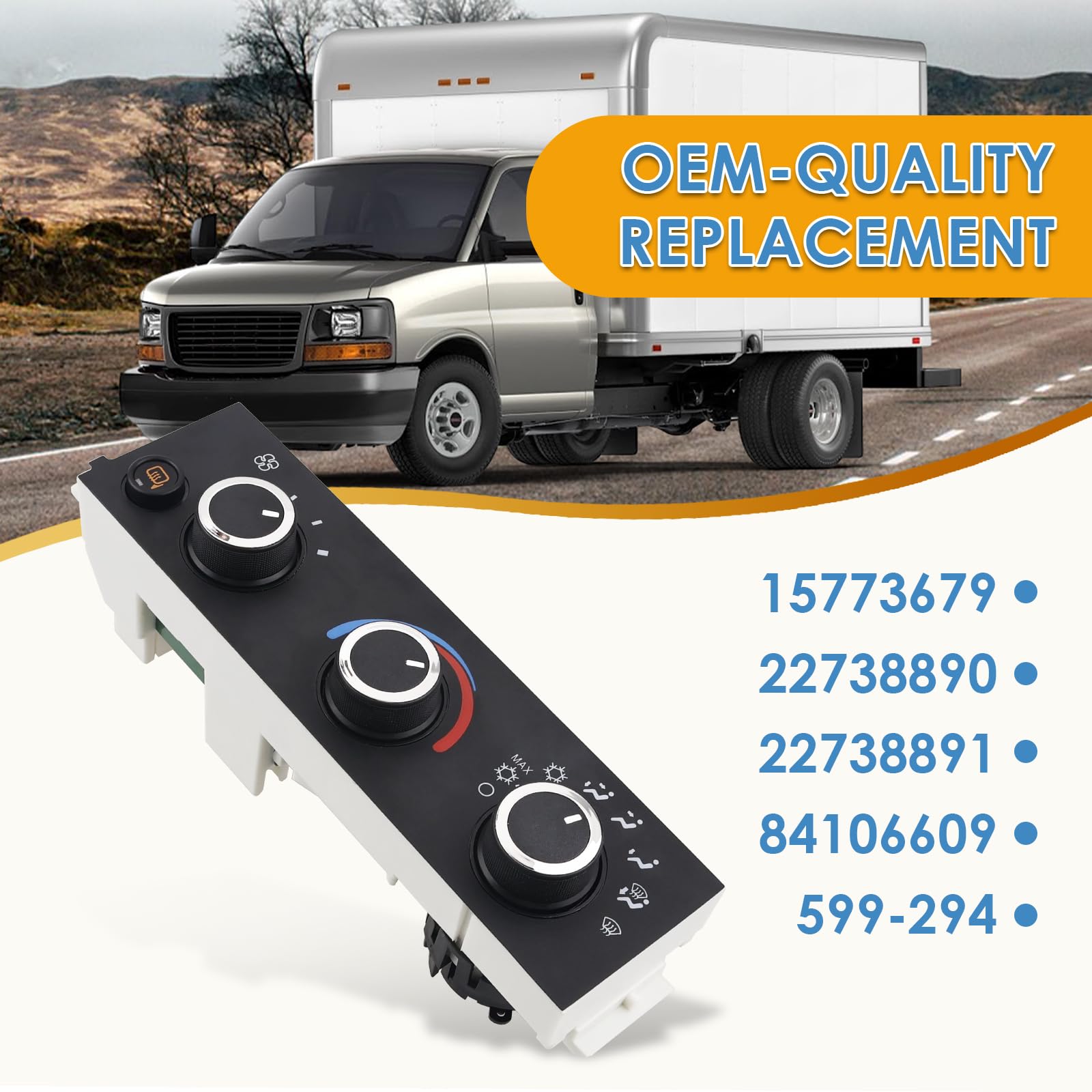 599-294 Heater A/C Control Switch,Front Climate Control Module Compatible with 2008-2021 Chevrolet Express 1500 2500 3500, 2009-