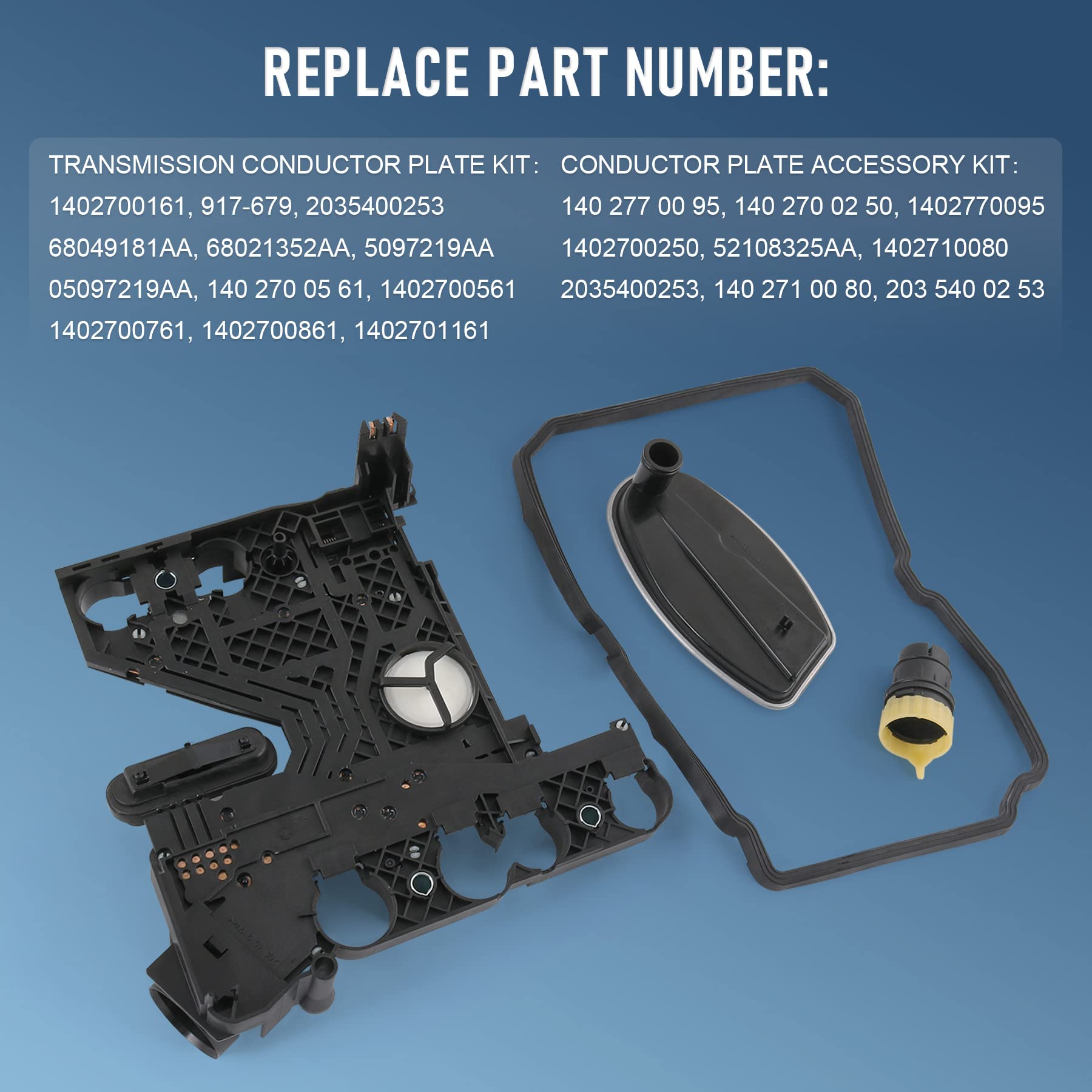 Transmission Conductor Plate+Connector+Gasket+Filter Kit Compatible with Mercedes Benz 722.6 5-Speed Automatic, Replace # 140270