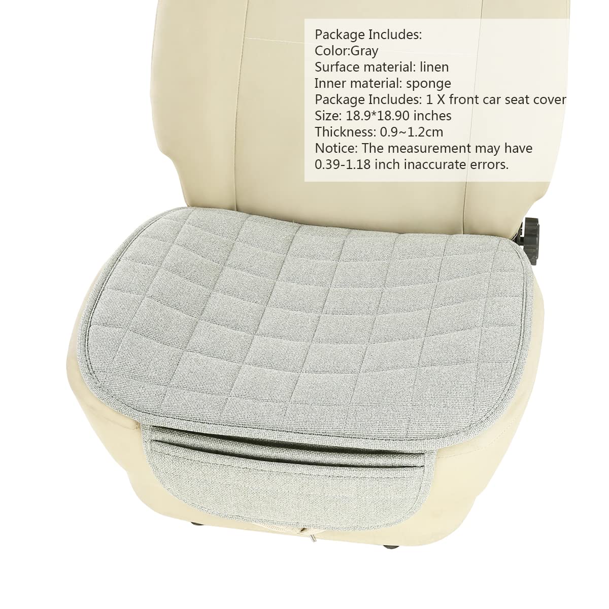 Suninbox Car Seat Cover,Linen Bottom Car Seat Pad,Car Seat Cushion Cooling Breathable Ventilated Front Seat Only[Gray Front Seat