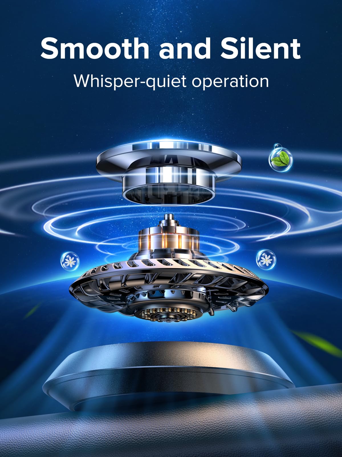 Ceeniu 2025 New Ufo Car Air Freshener, Solar Powered Auto Rotary, Aluminum Alloy, Supports Diy Perfumes, Natural French Fragranc