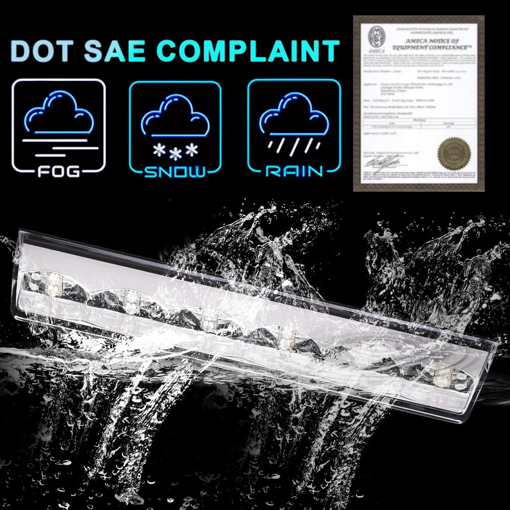 Cheda Third 3D Brake Lights, Compatible With Red Lens Clear Housing, Chrome Lens Clear Housing Led Bar Tail Cargo Lamp, At-Led-3