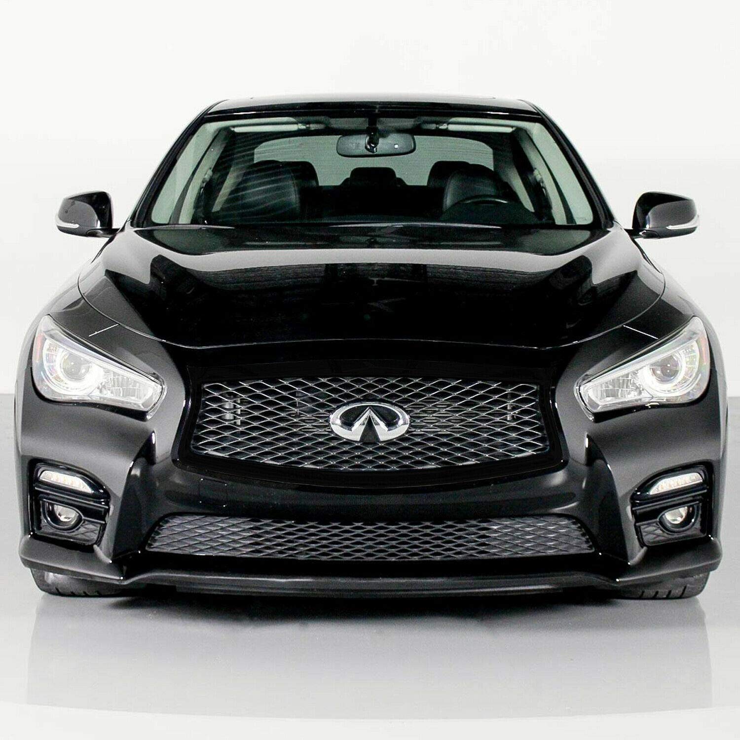 Slickmod Chrome Delete Blackout Vinyl Overlay For 2014-2017 Infiniti Q50 Q50S Front Bumper Grill Trim (Gloss Black)